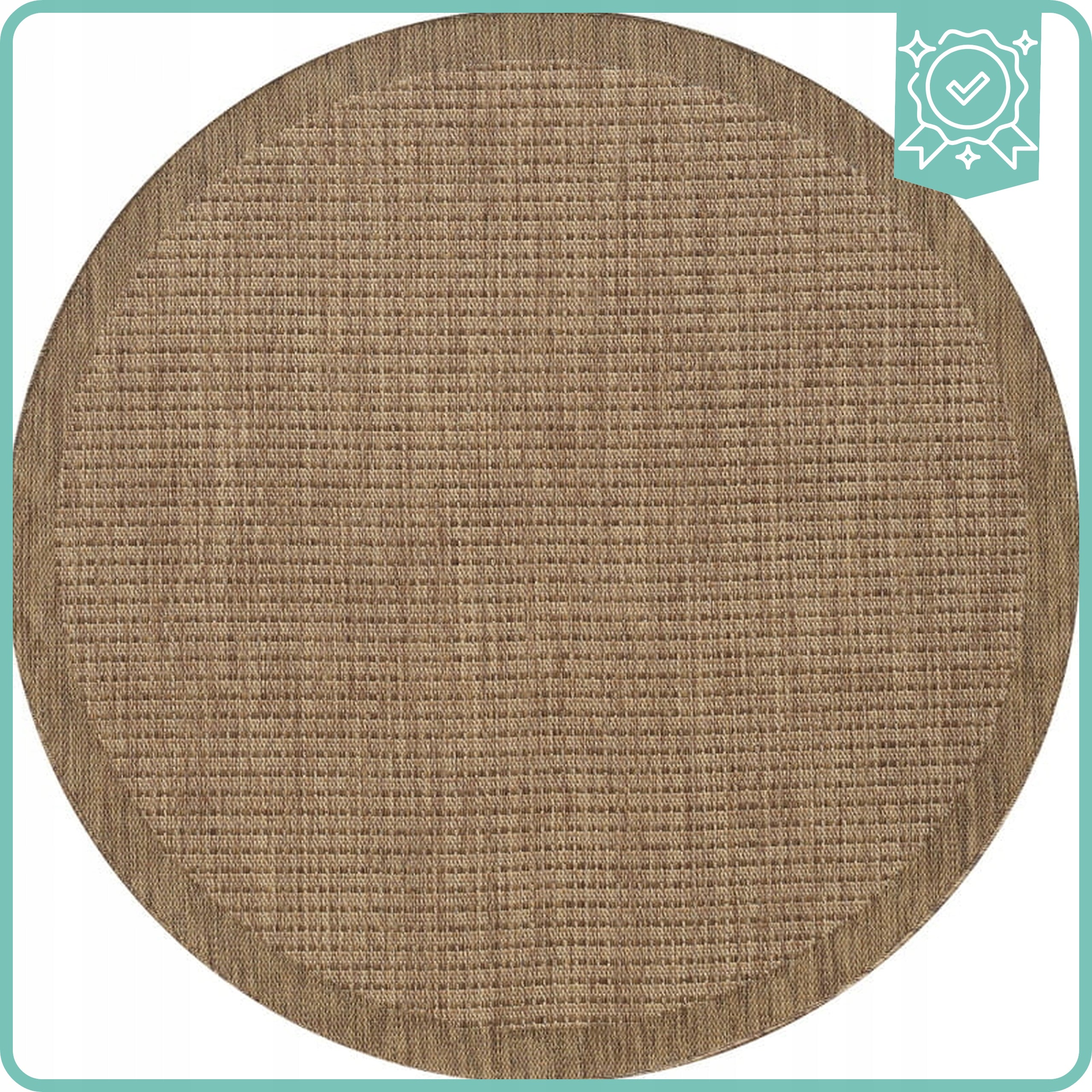 Outdoor Terrace Rug Waterproof Round For Balcony 120x120 Brown Packaging status original