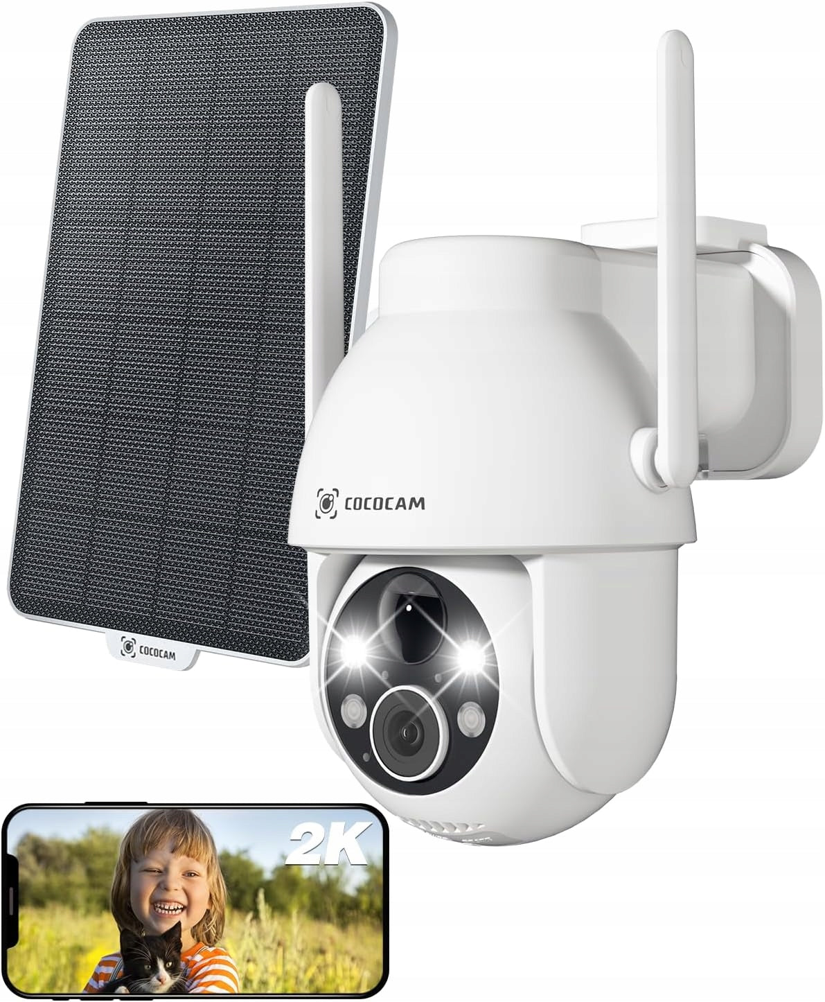 Outdoor Wi-Fi Camera Powered by Solar Panel 2K AI Motion Detection