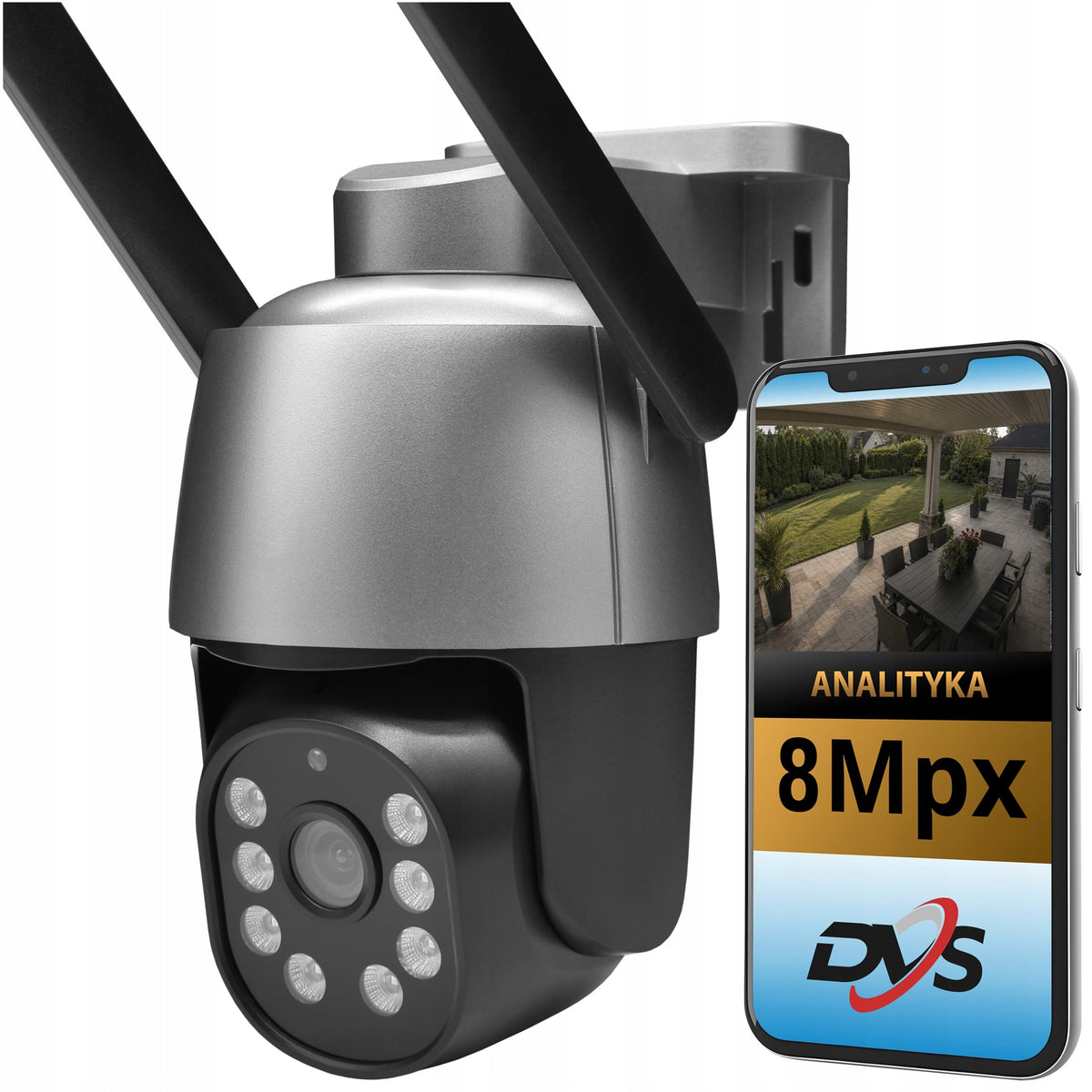 Outdoor WiFi Camera 4K 8Mpx PTZ Rotating Detection Tracking Preview DVS