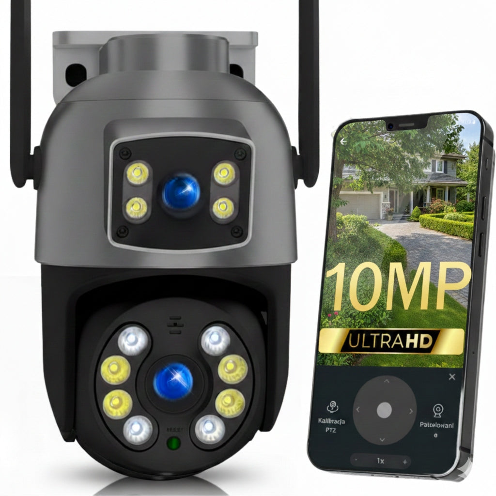 Outdoor WiFi Camera Rotating Dual IP ZOOM 10Mpx Alarm Motion Detection Packaging status original