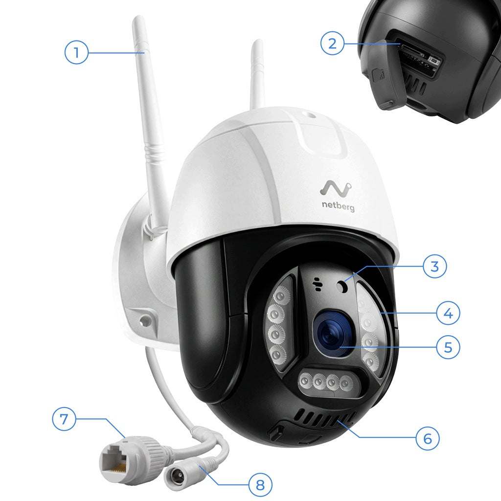 Outdoor WiFi IP CAMERA 5MPx PTZ Rotation 355° AI PIR Night Radar Packaging status original