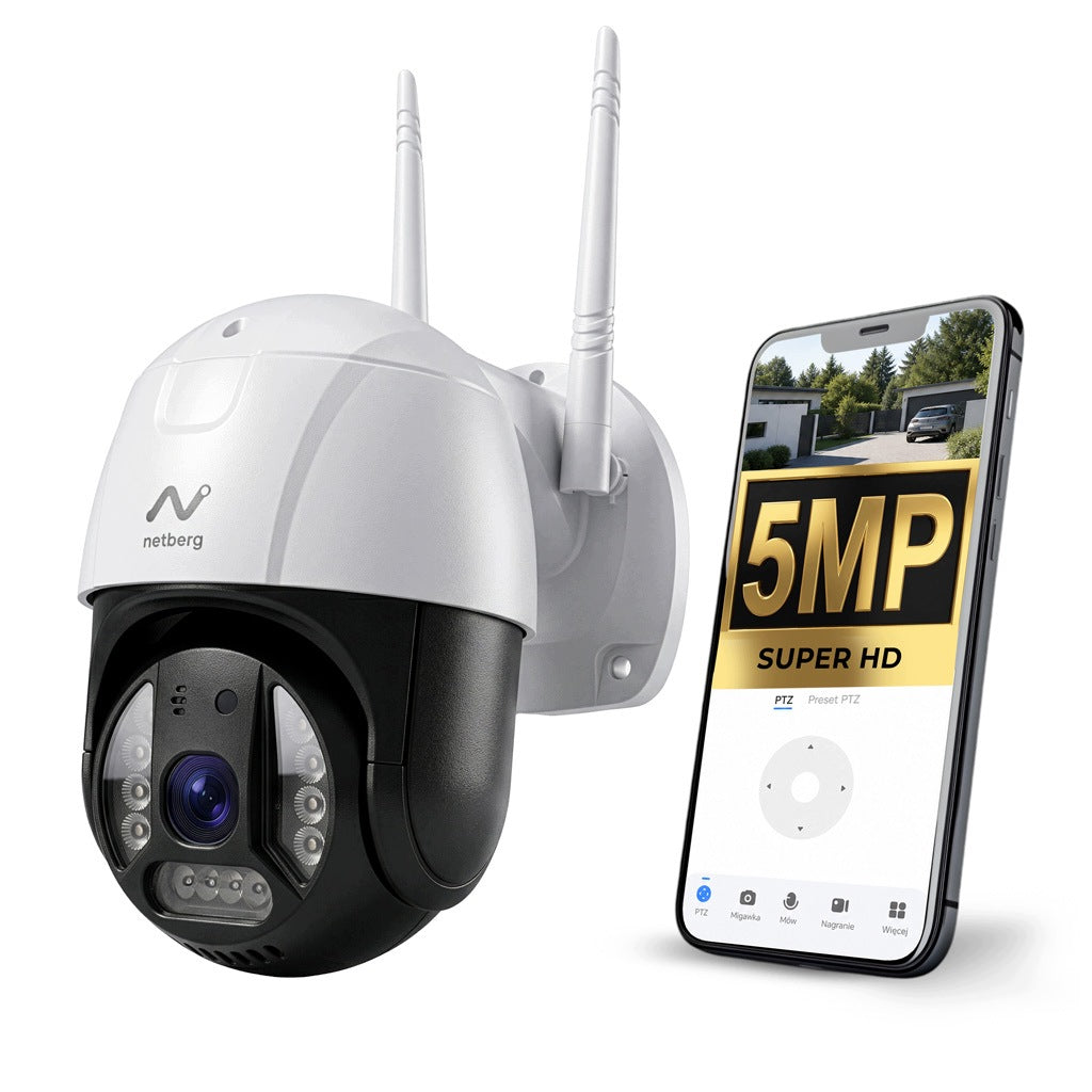 Outdoor WiFi IP CAMERA 5MPx PTZ Rotation 355° AI PIR Night Radar