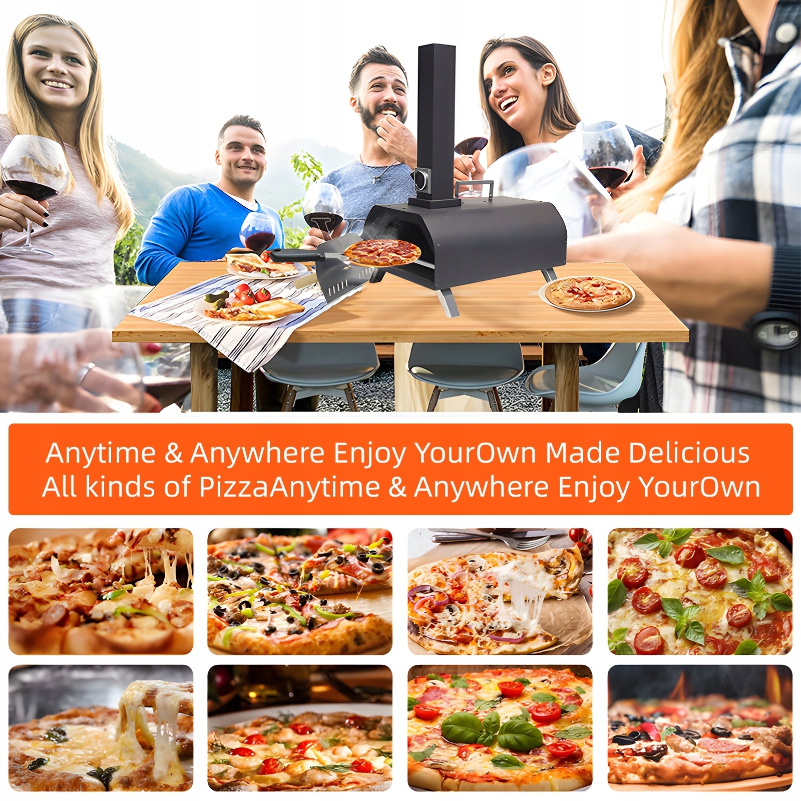 Outdoor Wood Burning Pizza Oven Portable Pellet Pizza Oven Power rating 1 W