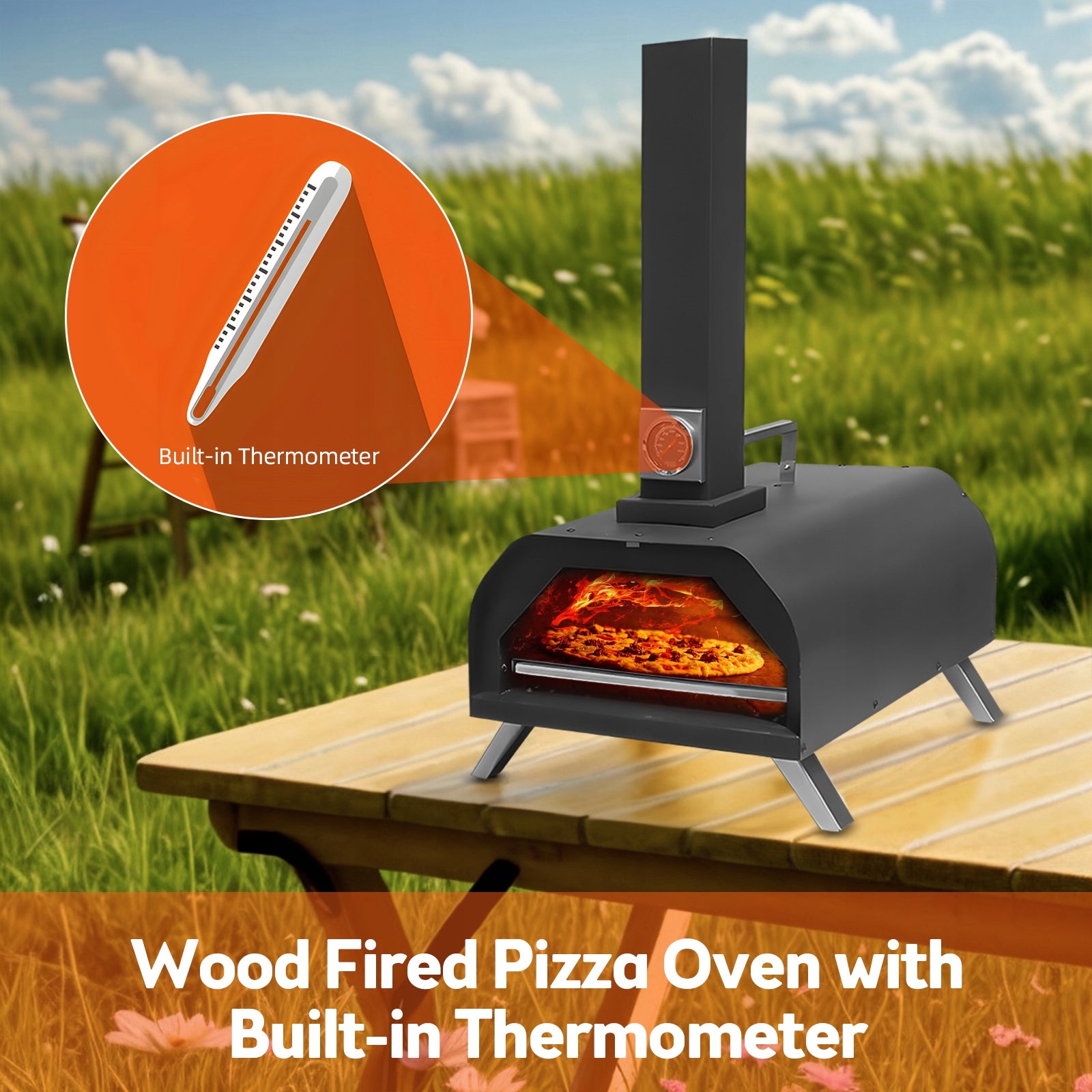 Outdoor Wood Burning Pizza Oven Portable Pellet Pizza Oven