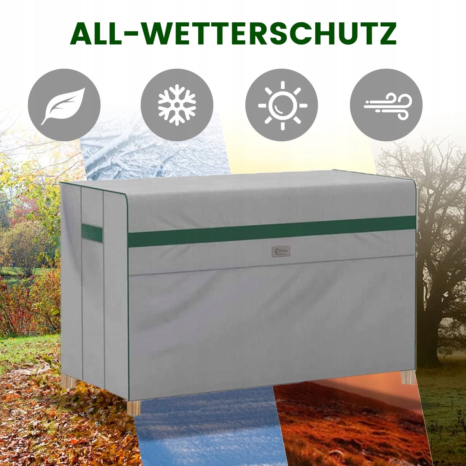 Outdoor furniture cover table light grey green 125 x 63 x 74 cm Color gray