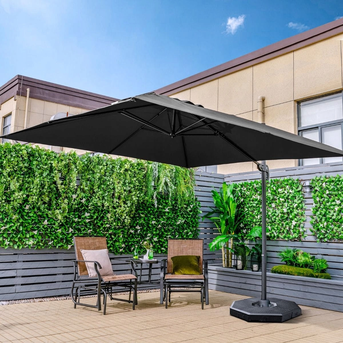 Outdoor garden umbrella with boom Costway black 300 x 273 cm EAN (GTIN) 0033616105531