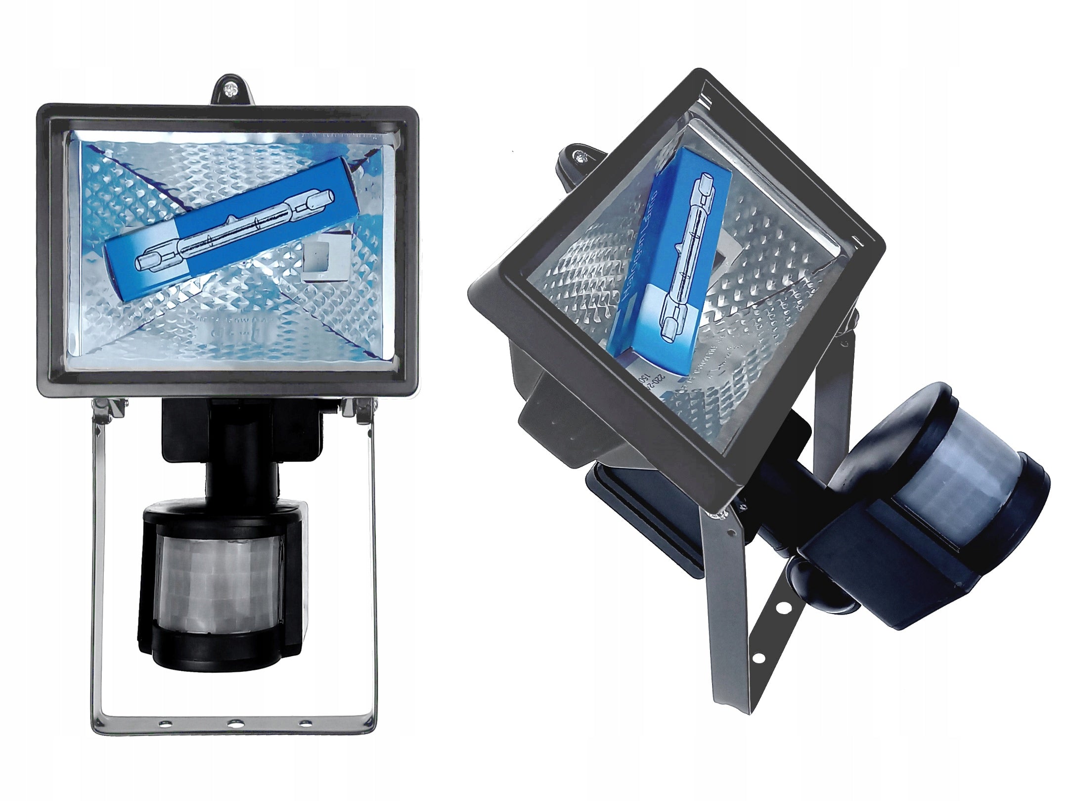 Outdoor lamp with motion sensor hermetic halogen construction fixture
