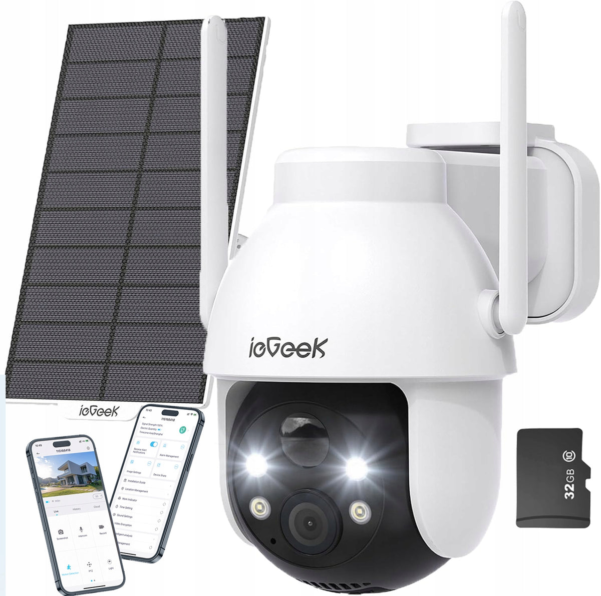 Outdoor surveillance camera ieGeek ZY-C2 + solar panel 2K 360degree