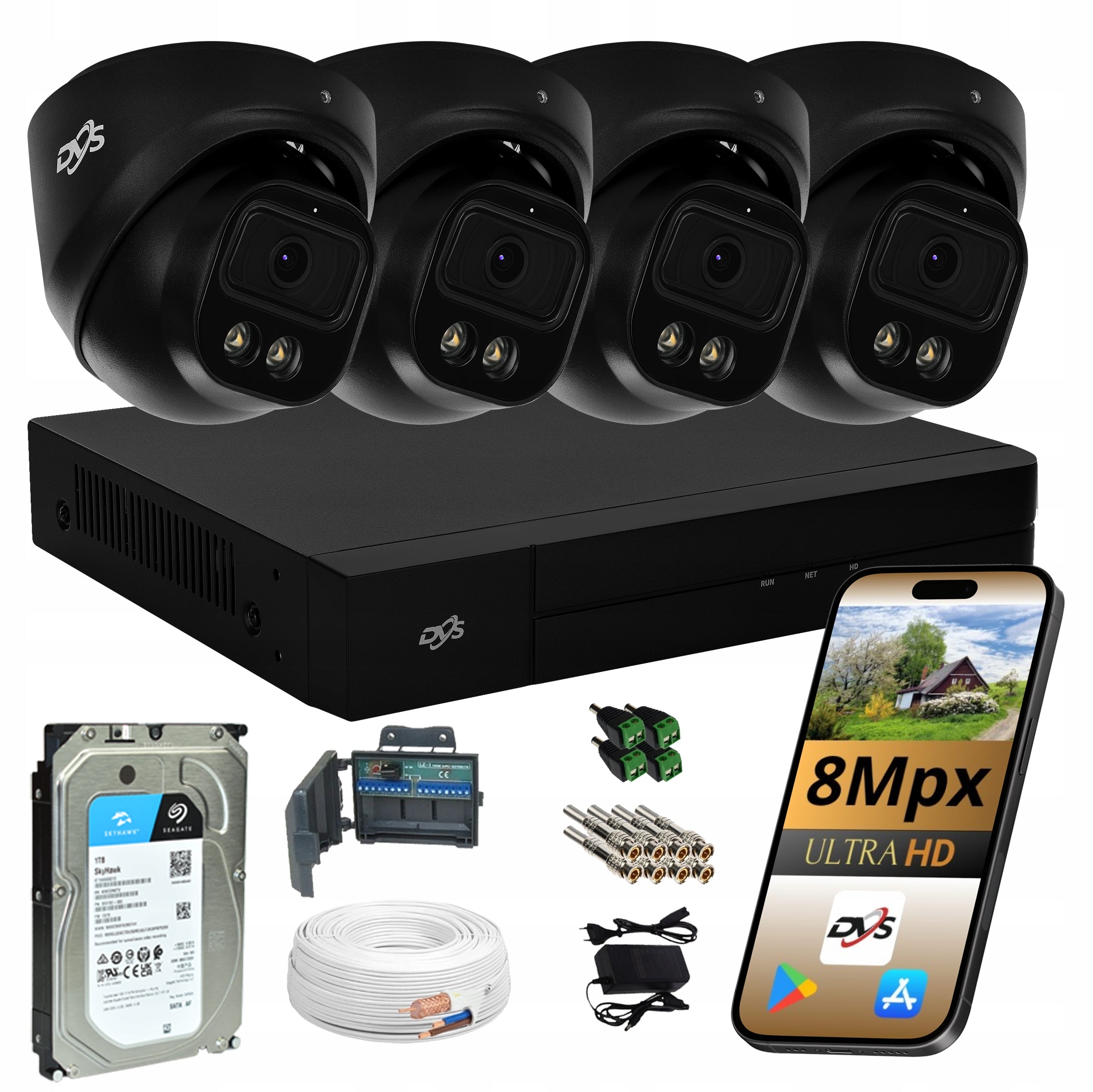 Outdoor surveillance camera set 4 analog cameras 8Mpx DUAL LIGHT