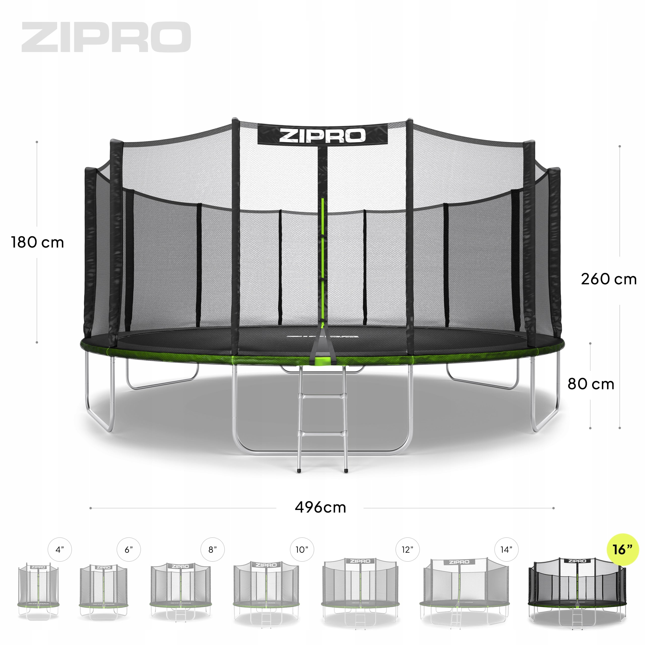 Outdoor trampoline with net for children 16FT 496cm Zipro Kind with net