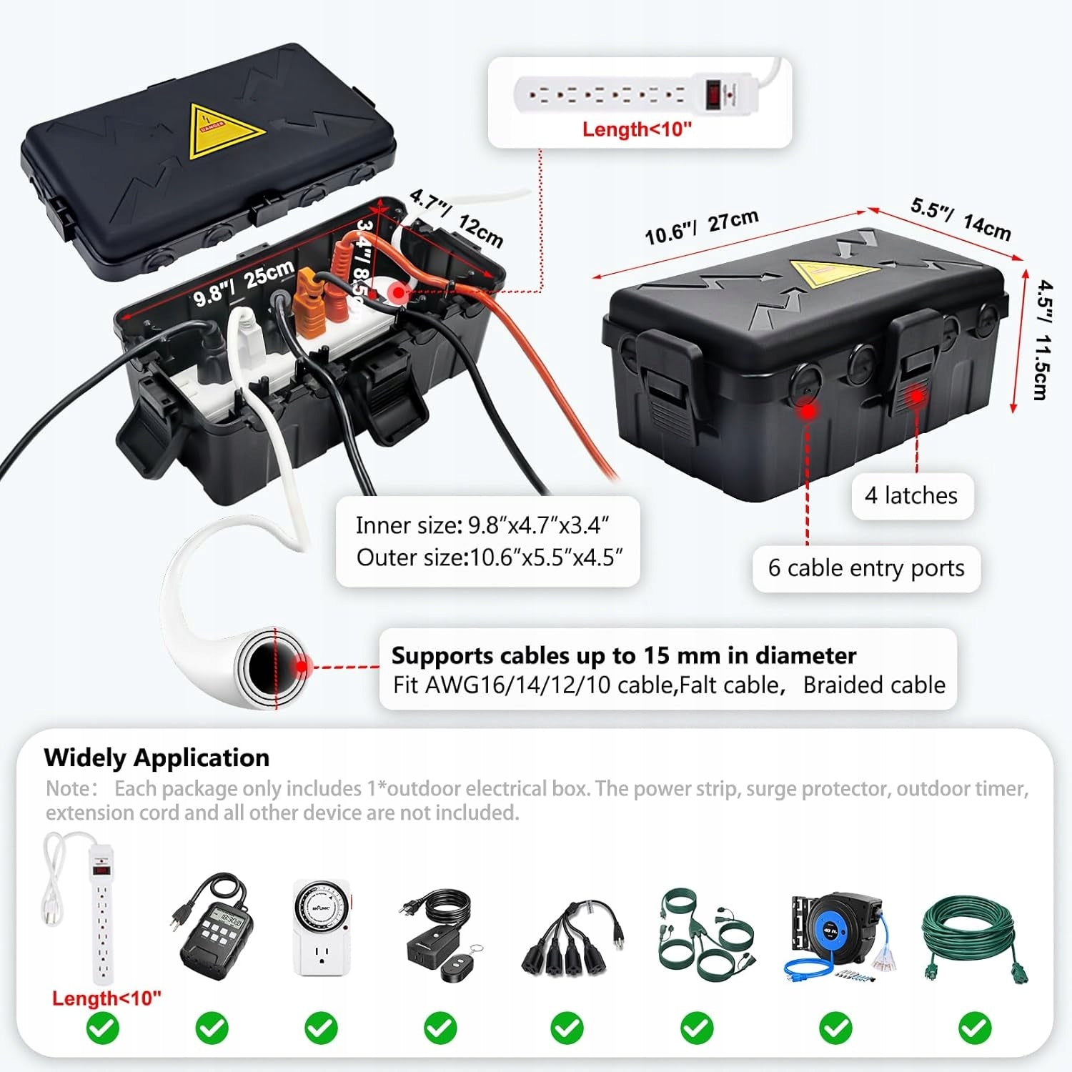 Outdoor waterproof electrical box (27x14,5x12,5cm), IP54 Manufacturer code X001stor