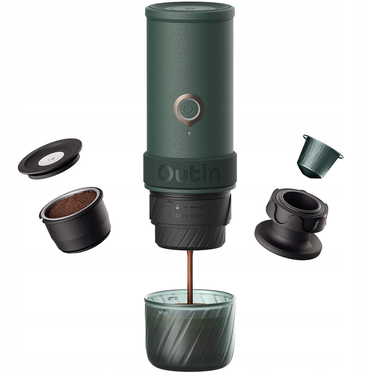 Outin Mino PRESSURE ground coffee maker capsules 22 bar COMPACT Packaging status original