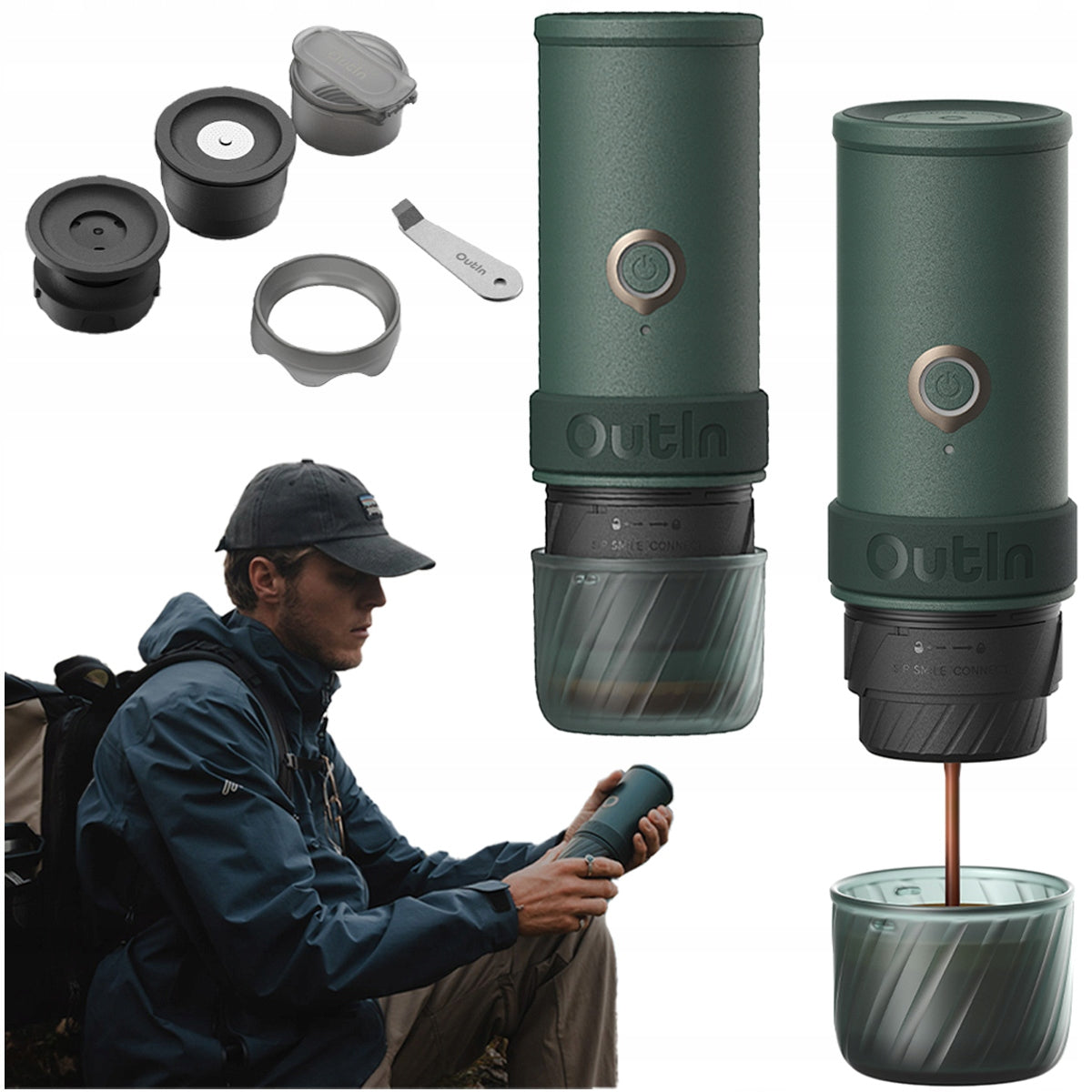 Outin Mino PRESSURE ground coffee maker capsules 22 bar COMPACT