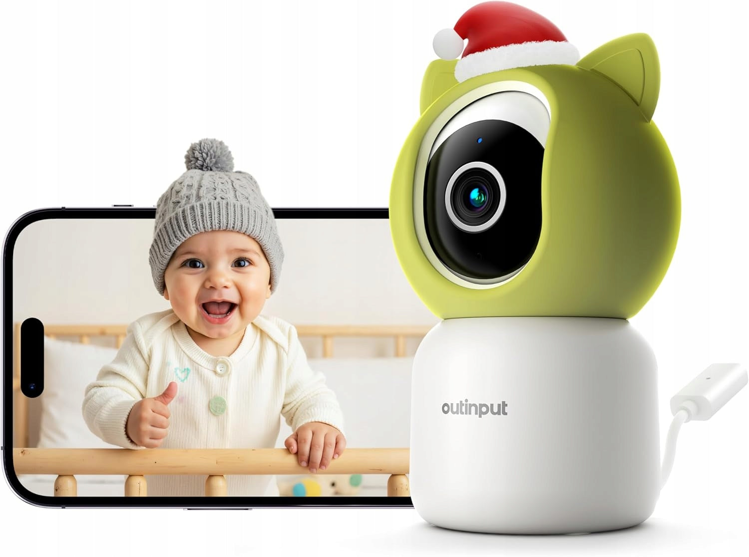 Outinput Baby Monitor 2K 4MP WiFi PTZ 355 Night Vision APP