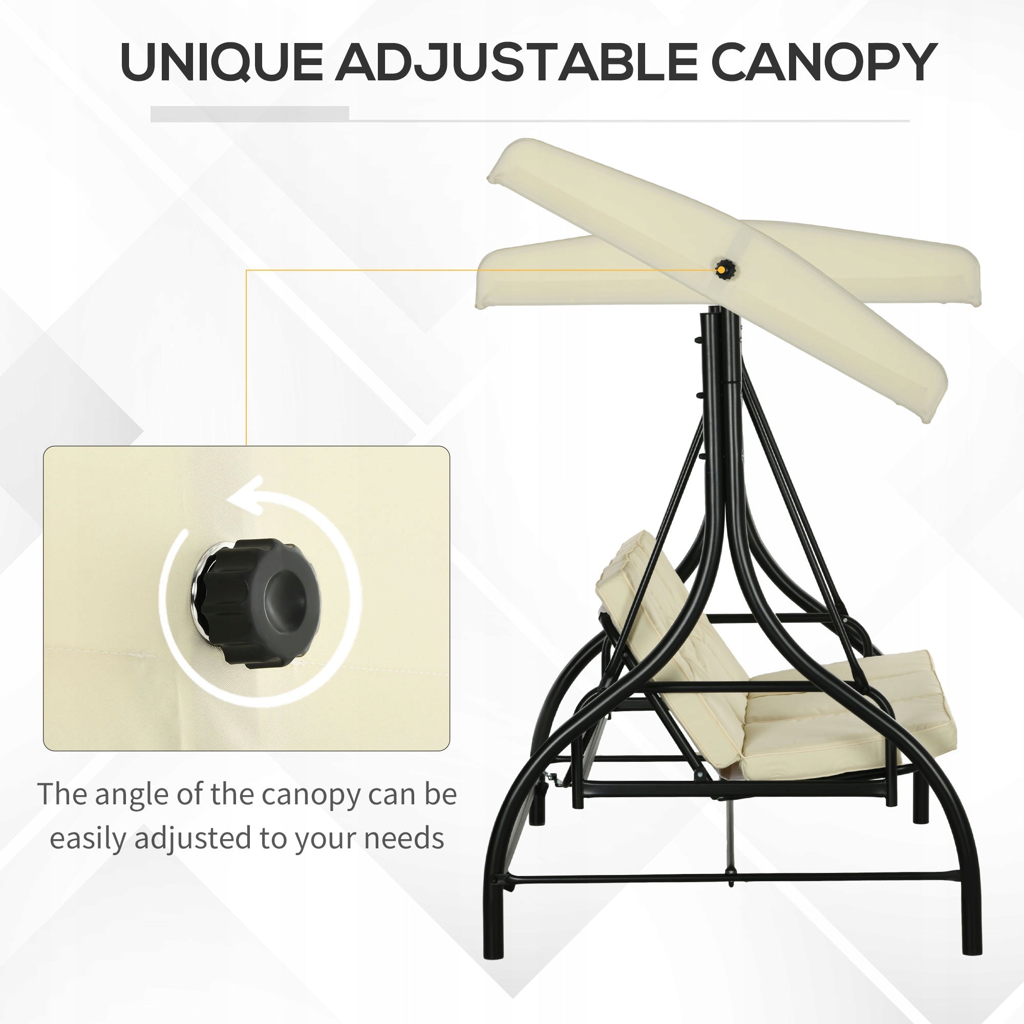 Outsunny 2-in-1 Garden Swing, 3-Person, with Reclining Function, Beige Manufacturer code Outsunny