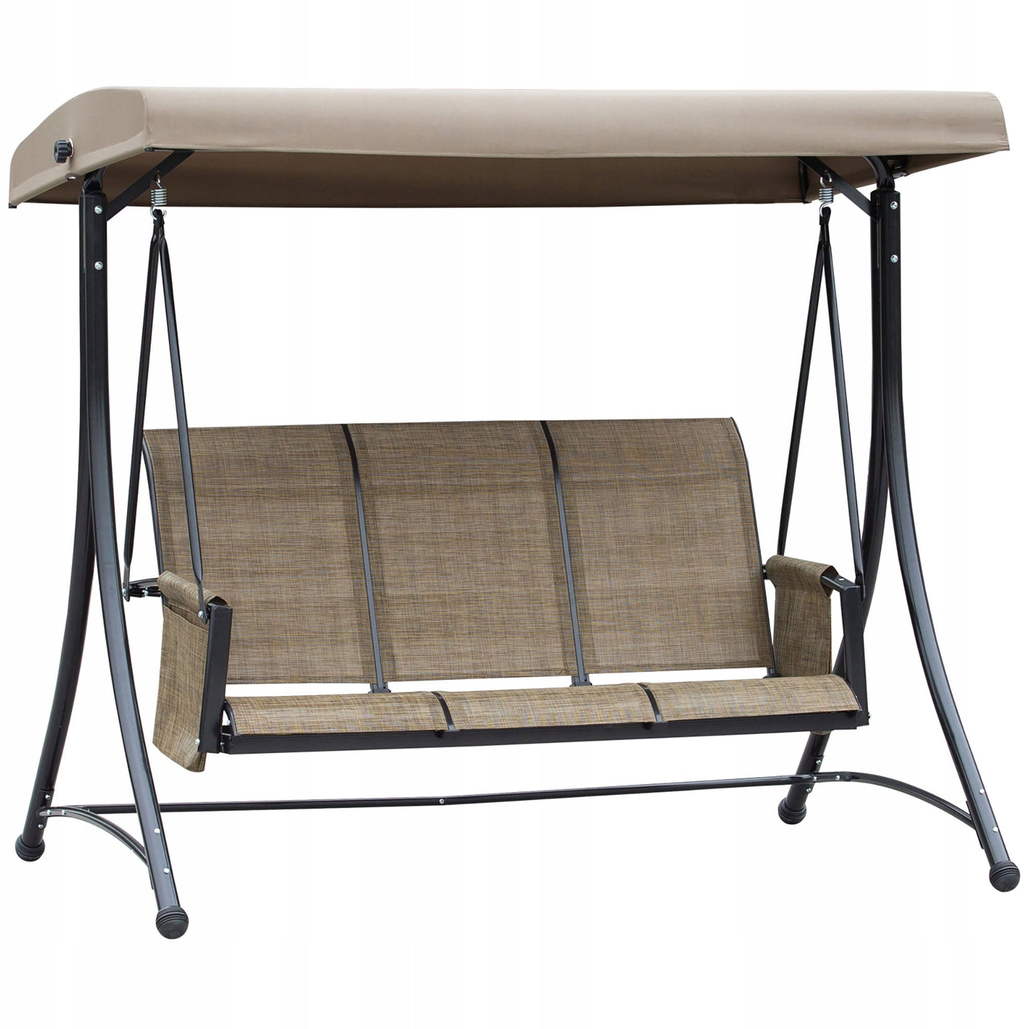 Outsunny 3-Person Garden Swing with Adjustable Canopy Brown