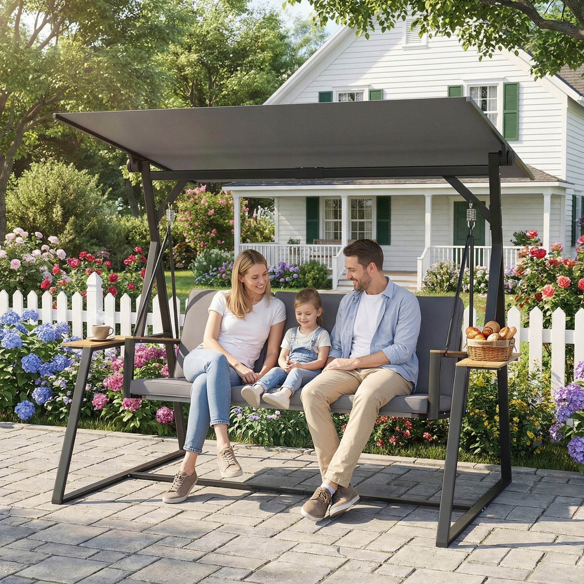 Outsunny 3-seater garden swing, 222 x 131 x 175 cm, grey Packaging status original