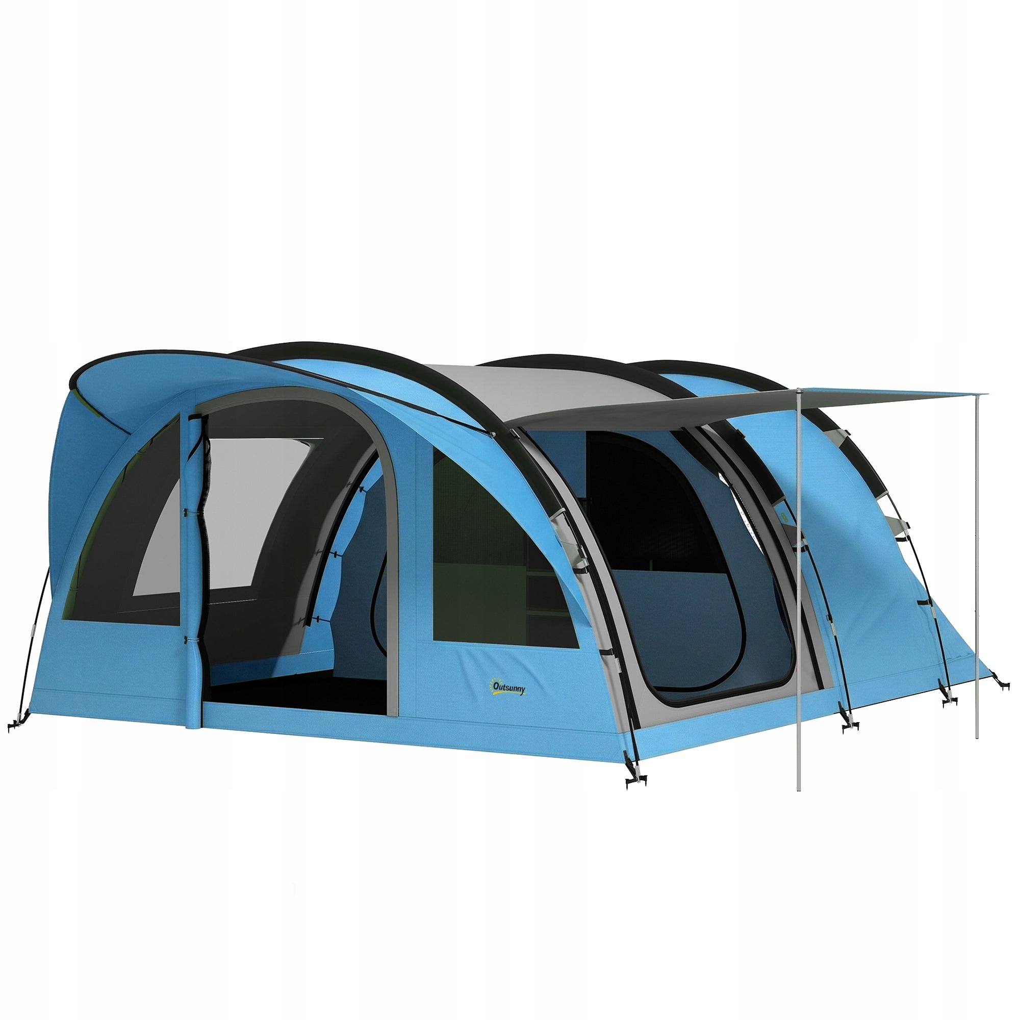 Outsunny 4-person tunnel tent with bedroom, vestibule and windows