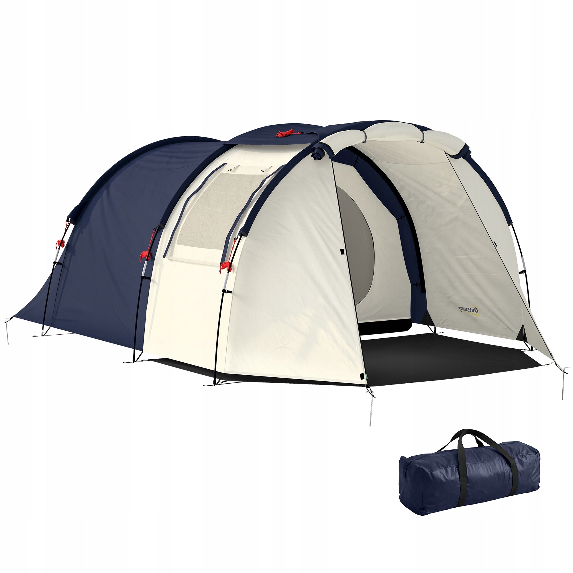 Outsunny 4-person tunnel tent with sleeping and living area 3000 mm