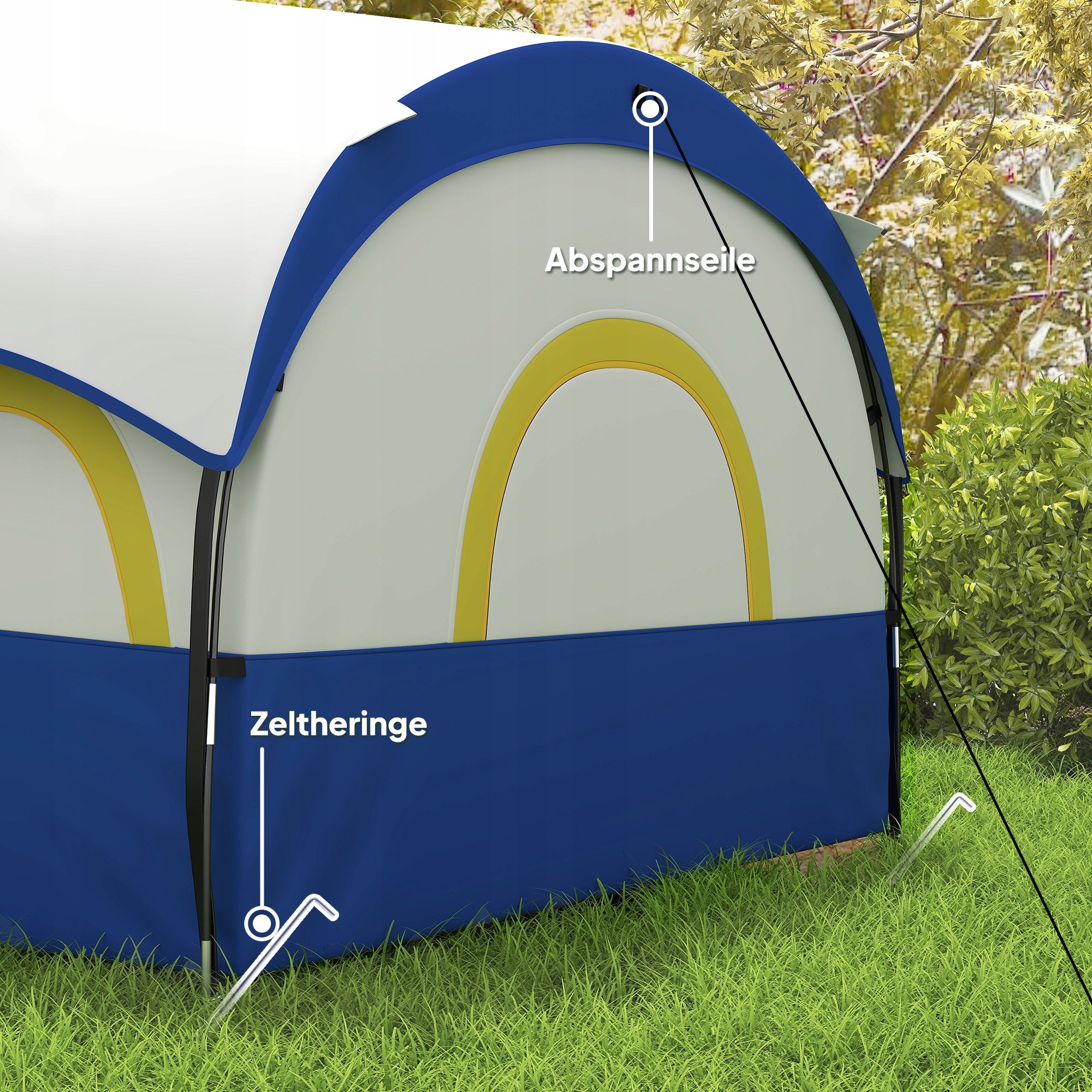 Outsunny 6-person tunnel tent, waterproof, 3 rooms, with net Color blue