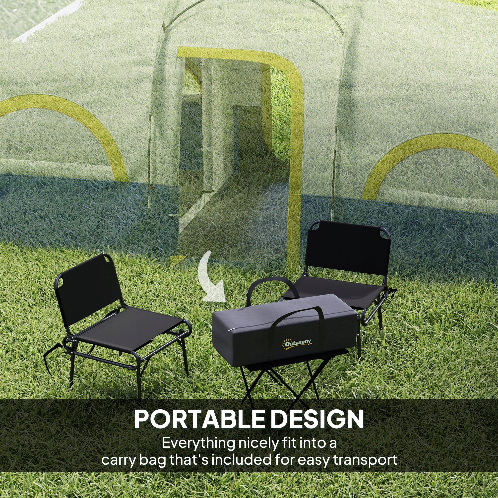 Outsunny 6-person tunnel tent, waterproof, 3 rooms, with net Number of people 6