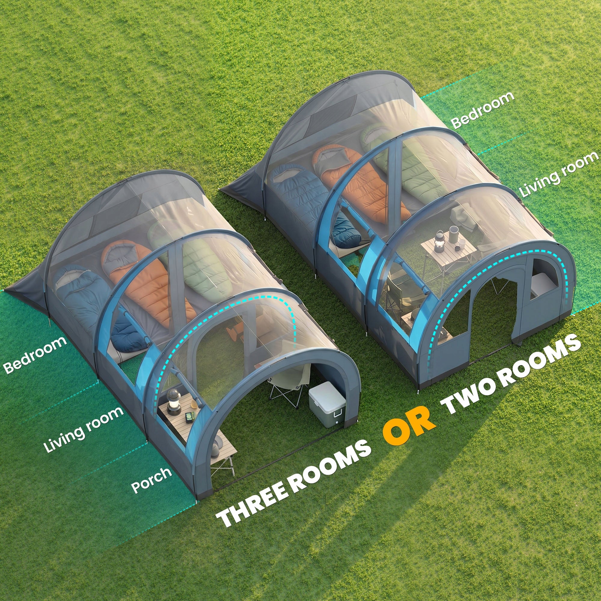 Outsunny Camping tent, family, separate zones, waterproof Manufacturer code A20-373V00GY