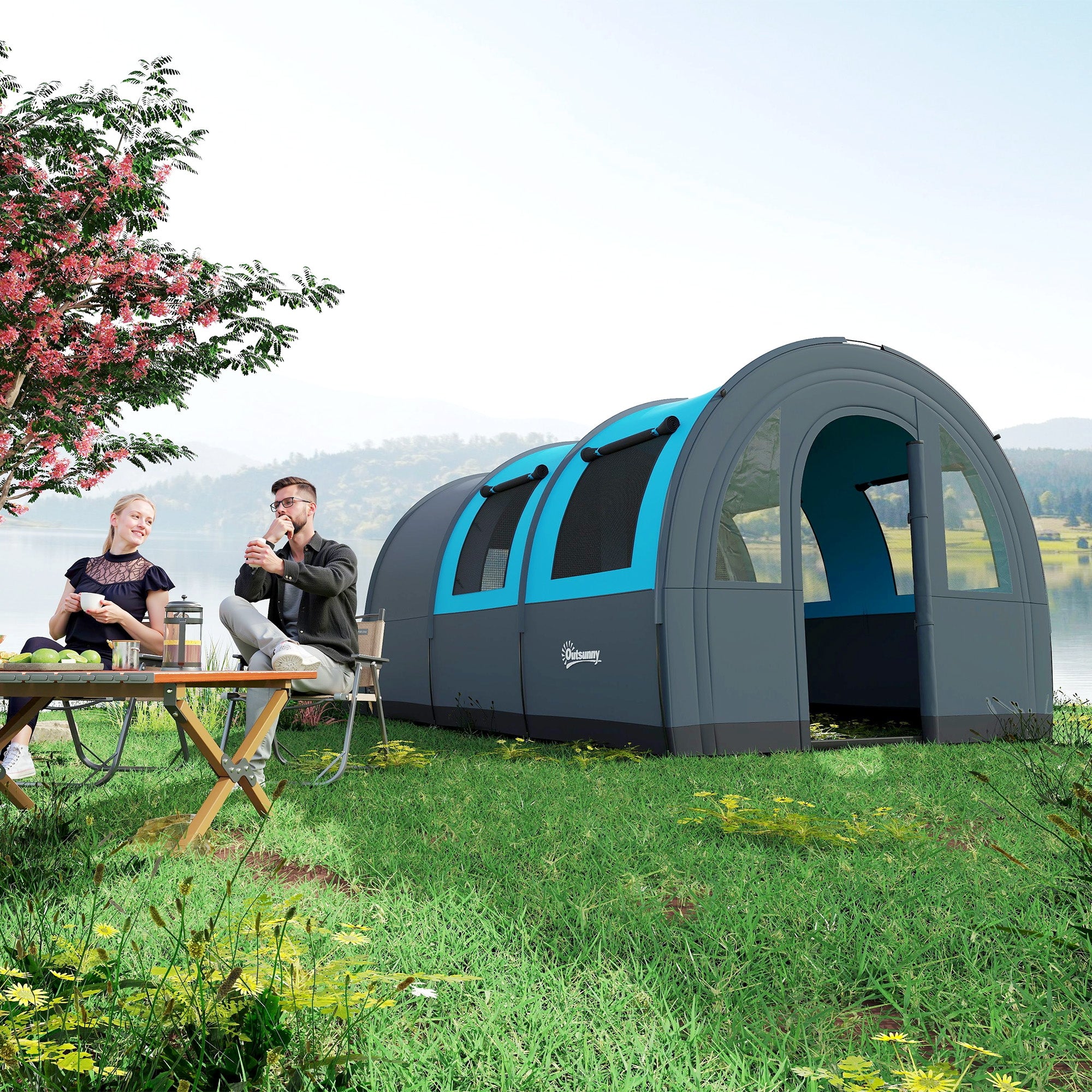 Outsunny Camping tent, family, separate zones, waterproof Packaging status original