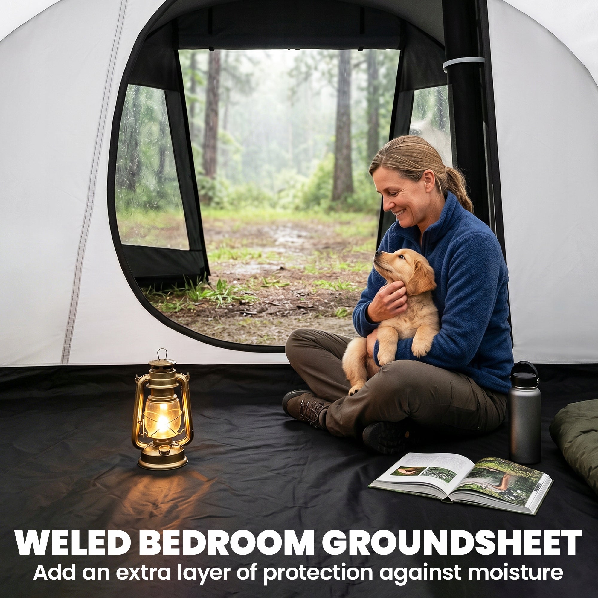 Outsunny Camping tent for 3-4 persons with 2 rooms, dome with windows Kind travel