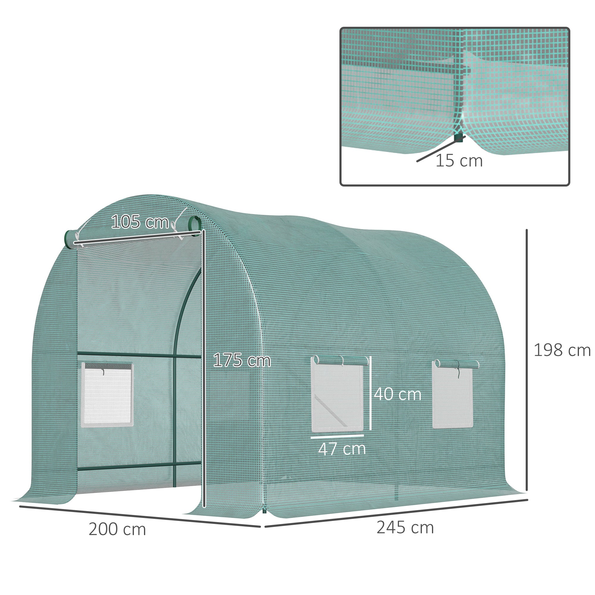 Outsunny GREENHOUSE GARDEN GREENHOUSE 250 x 200 x 200 cm EAN (GTIN) 4250871206896