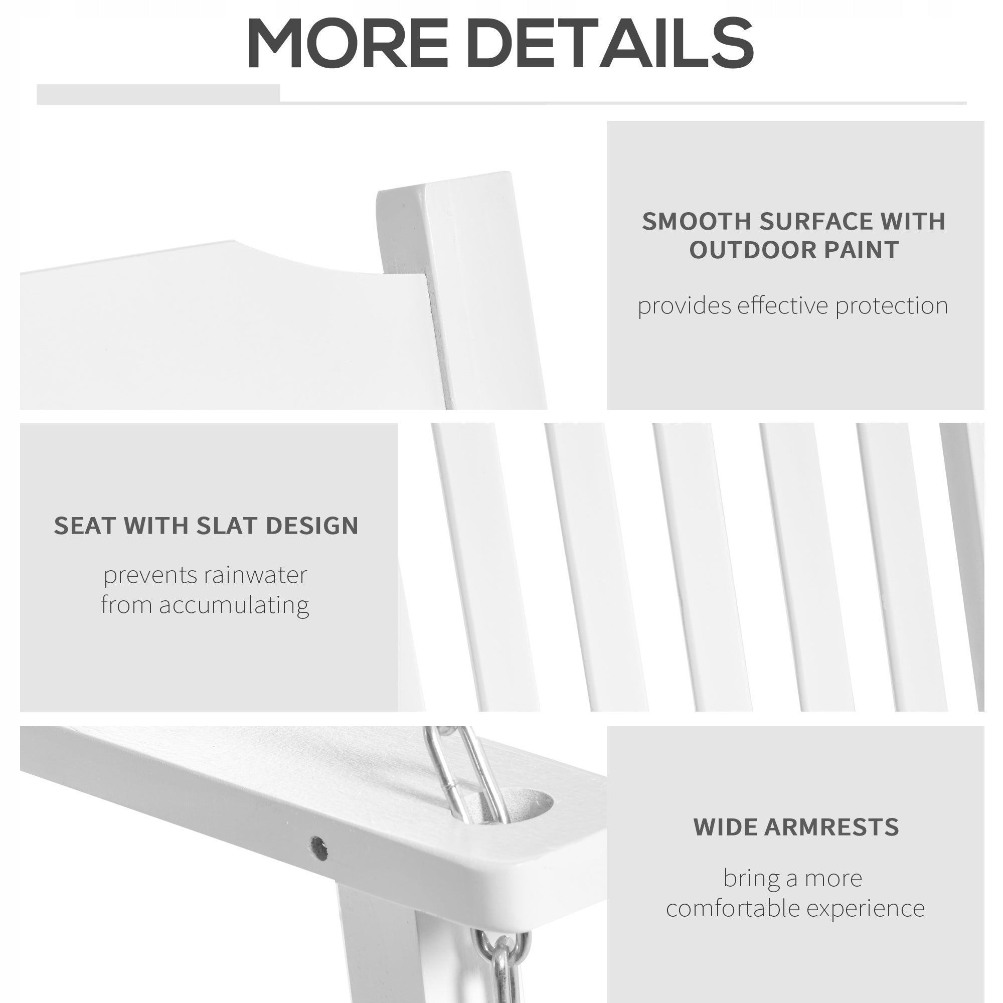 Outsunny Garden Swing 2-Person Rocking Bench Hanging 117x69x60cm white Color white