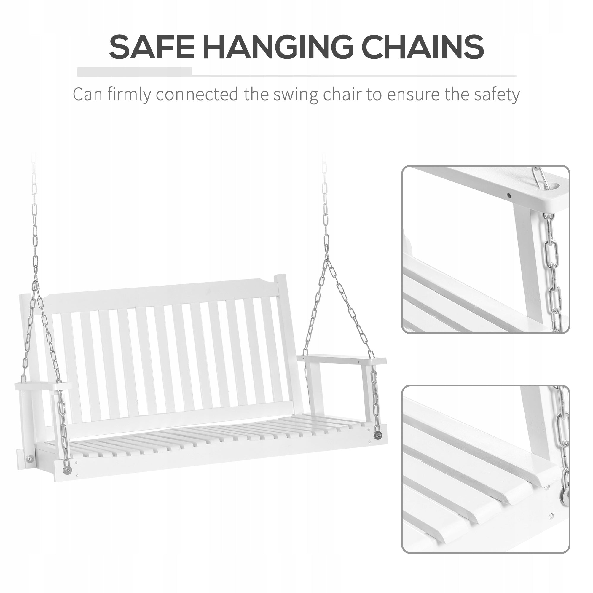Outsunny Garden Swing 2-Person Rocking Bench Hanging 117x69x60cm white Manufacturer HOMCOM