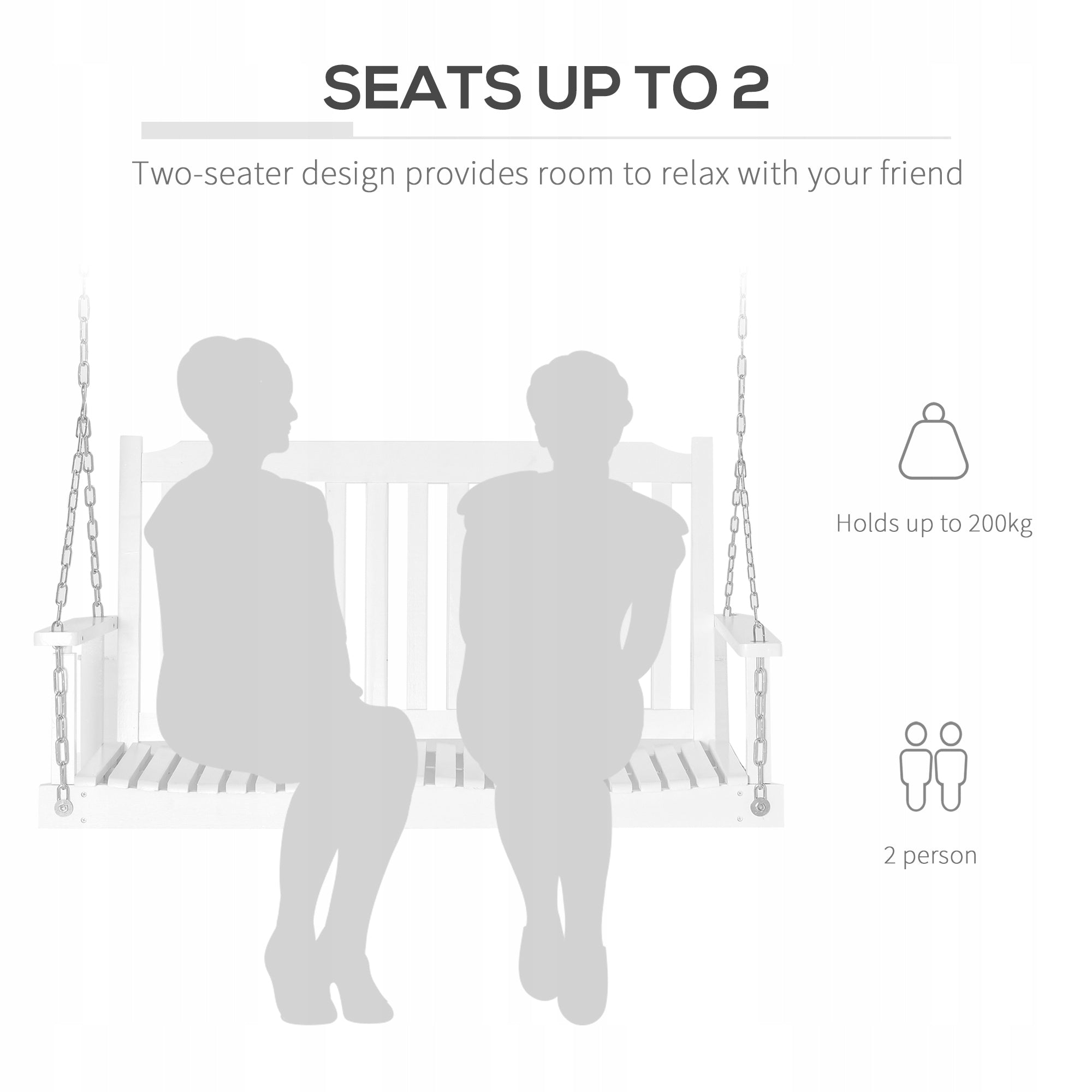 Outsunny Garden Swing 2-Person Rocking Bench Hanging 117x69x60cm white Manufacturer code 84A-153