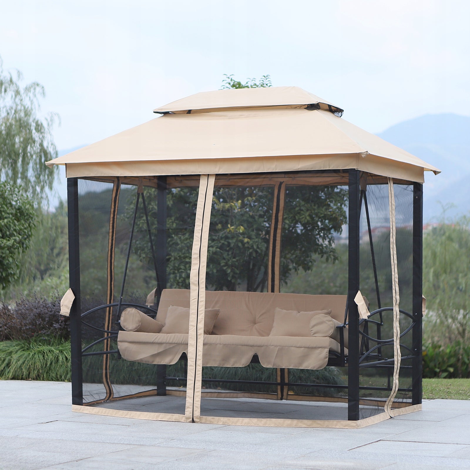 Outsunny Garden swing with bed function, canopy, steel frame Manufacturer Outsunny