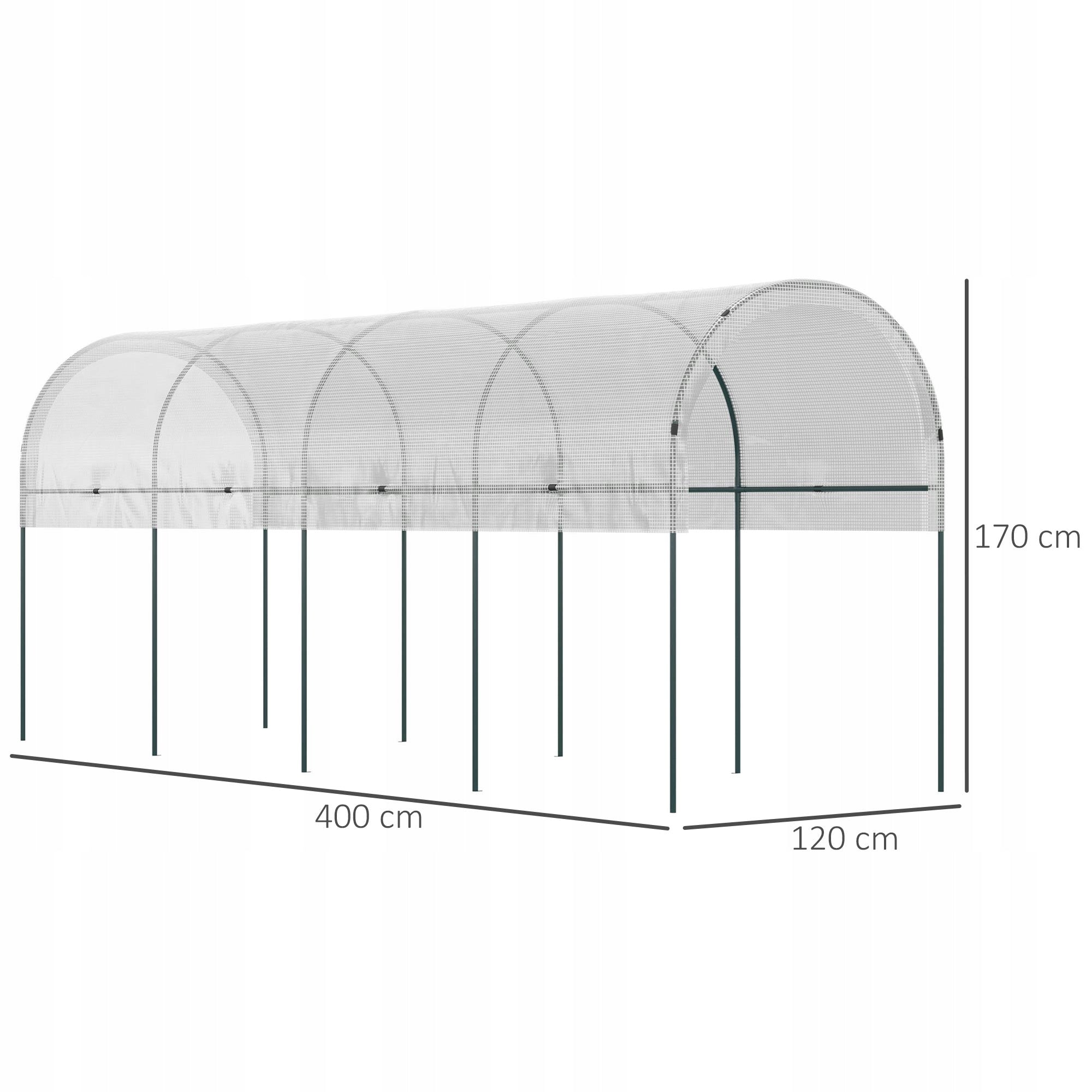 Outsunny Greenhouse for tomatoes, foil tunnel, steel, PE, 4x1,2x1,7m Length 4 m