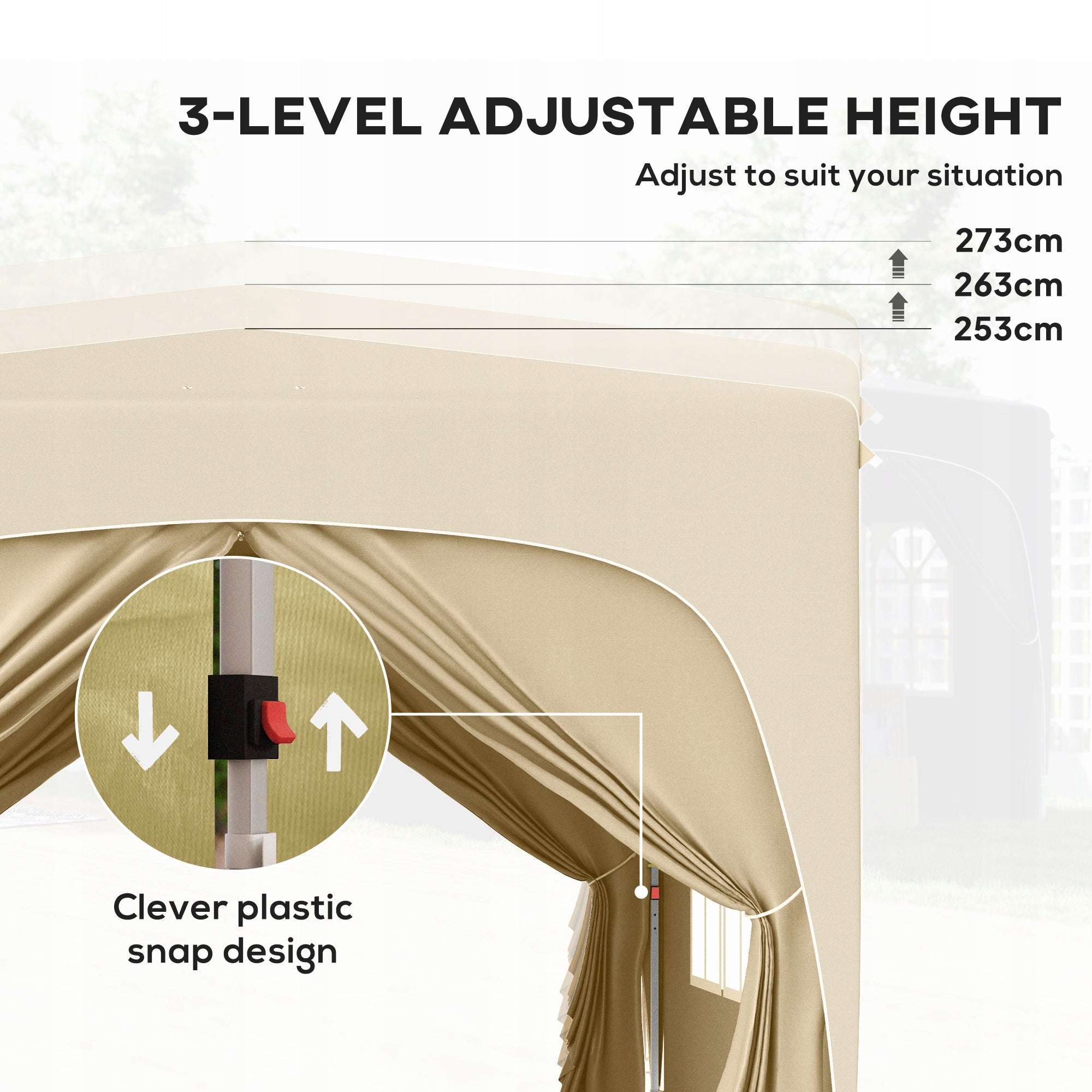 Outsunny Pavilion 3x3m, waterproof, stable, winter, foldable Length 3 m