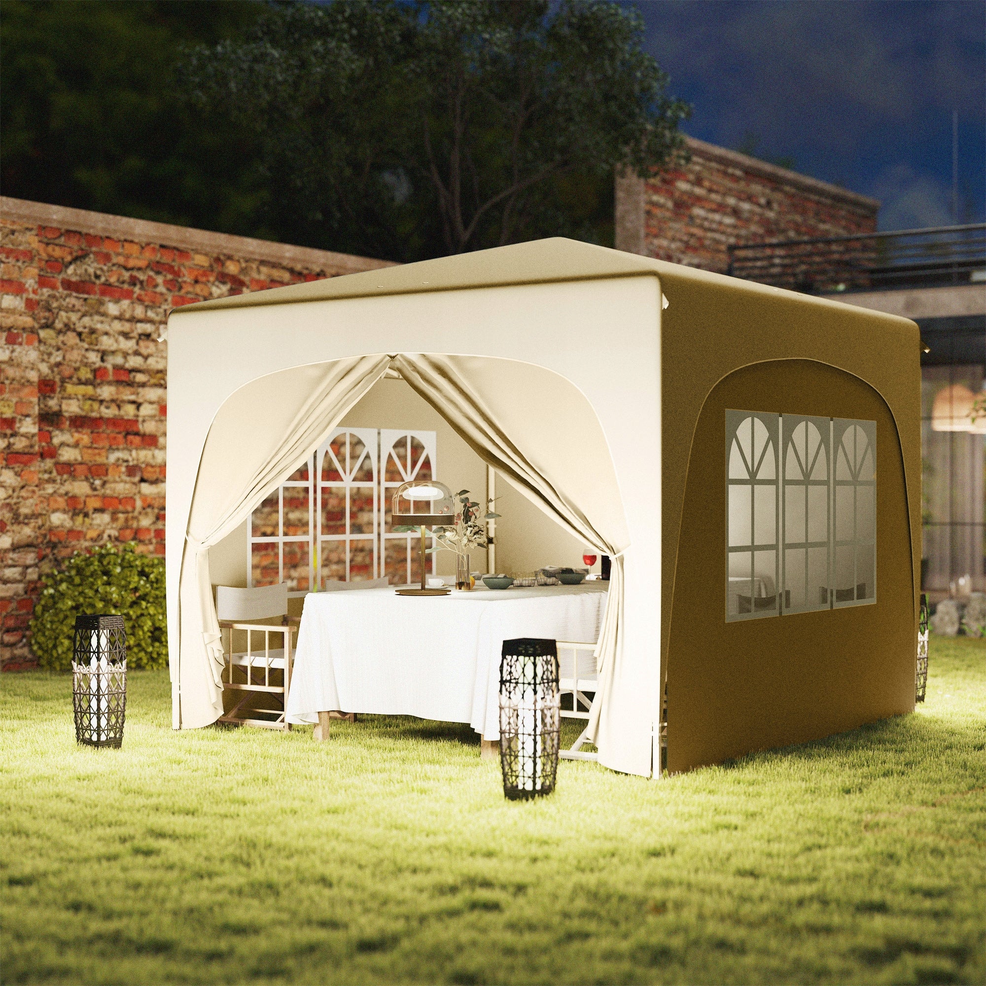 Outsunny Pavilion 3x3m, waterproof, stable, winter, foldable Number of side walls 4 walls