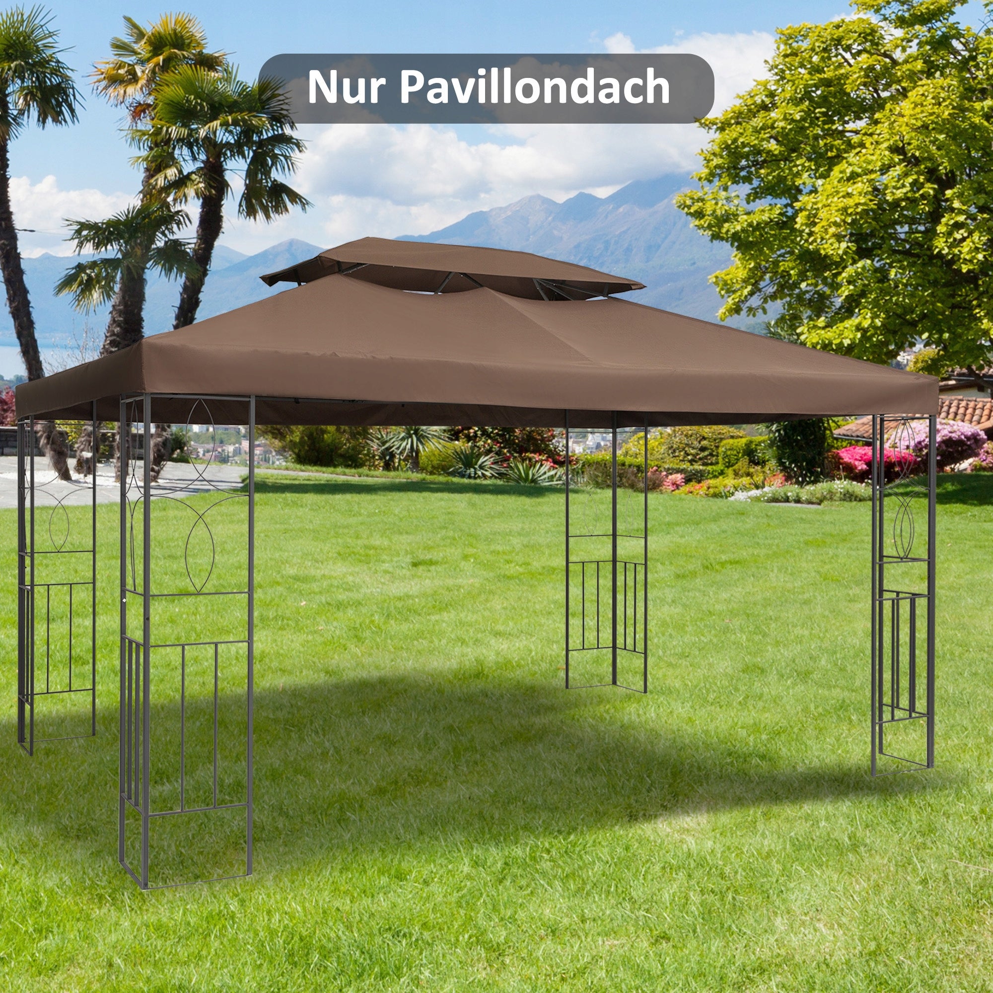 Outsunny Replacement canopy for garden gazebo, 3x4 m, polyester, coffee Manufacturer Outsunny