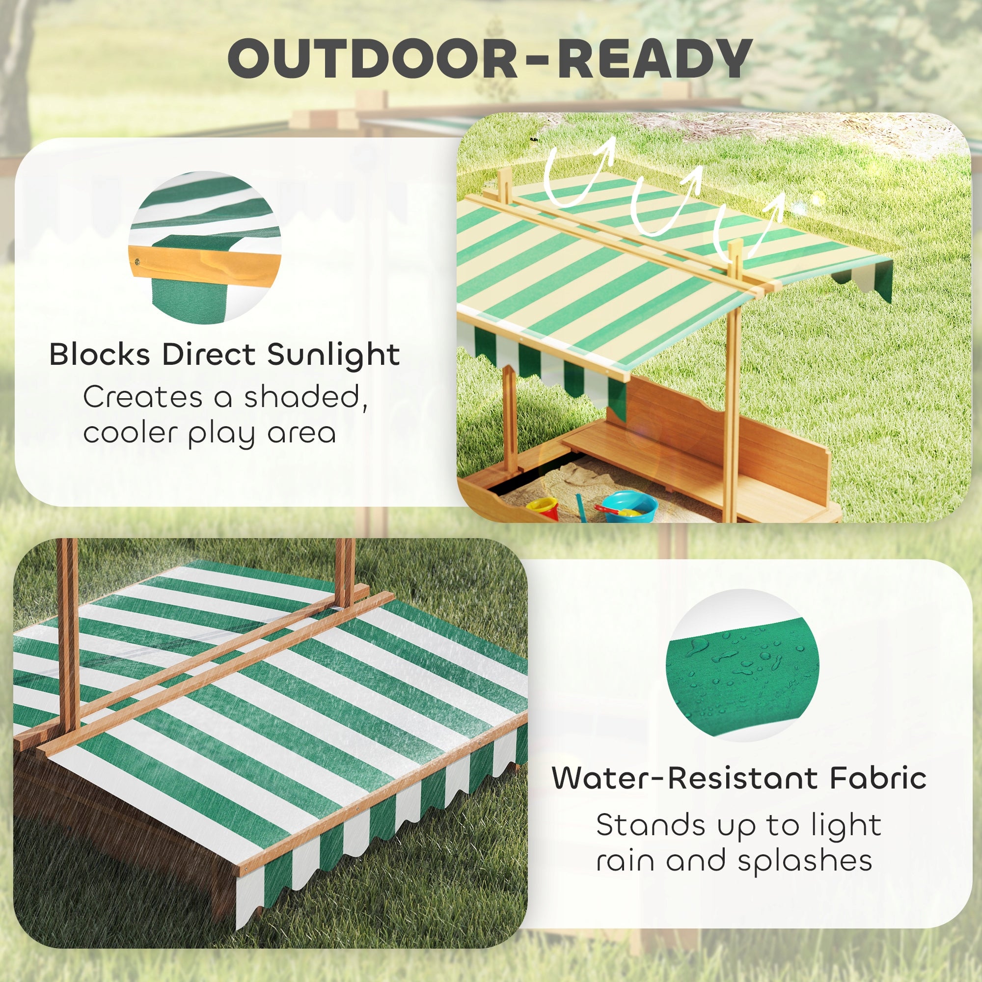Outsunny Sandbox 106x106 cm for children with adjustable cover and benches Brand Outsunny