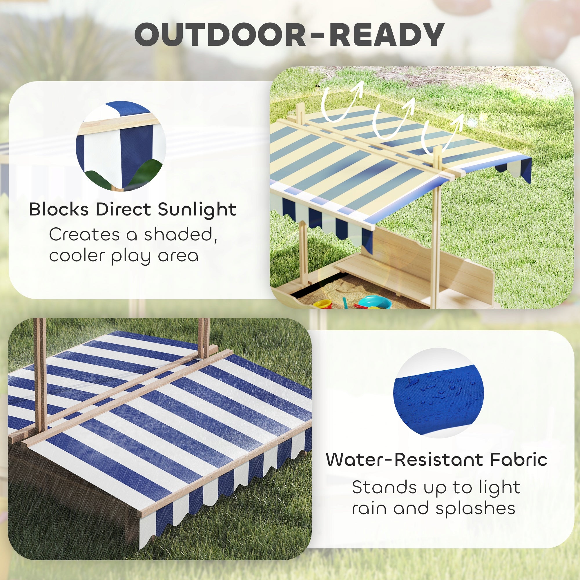 Outsunny Sandbox with detachable roof, backrests, cedar wood, 3-7 years old Brand Outsunny