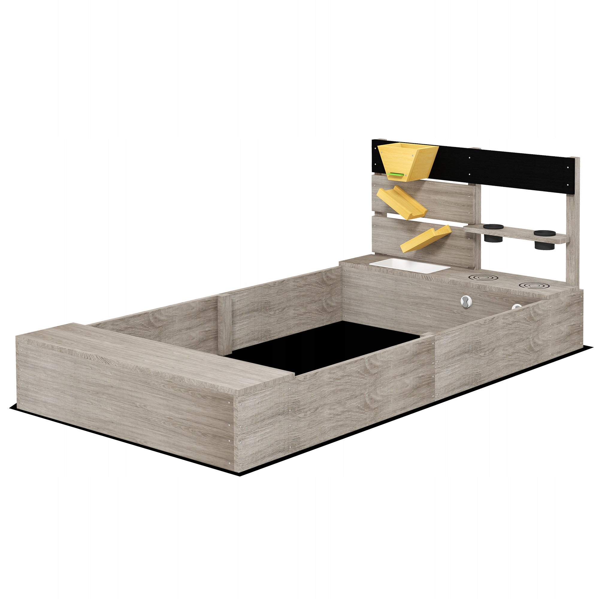 Outsunny Sandbox with kitchen, wooden, 154x80x60 cm, grey Manufacturer code 343-064V00GY