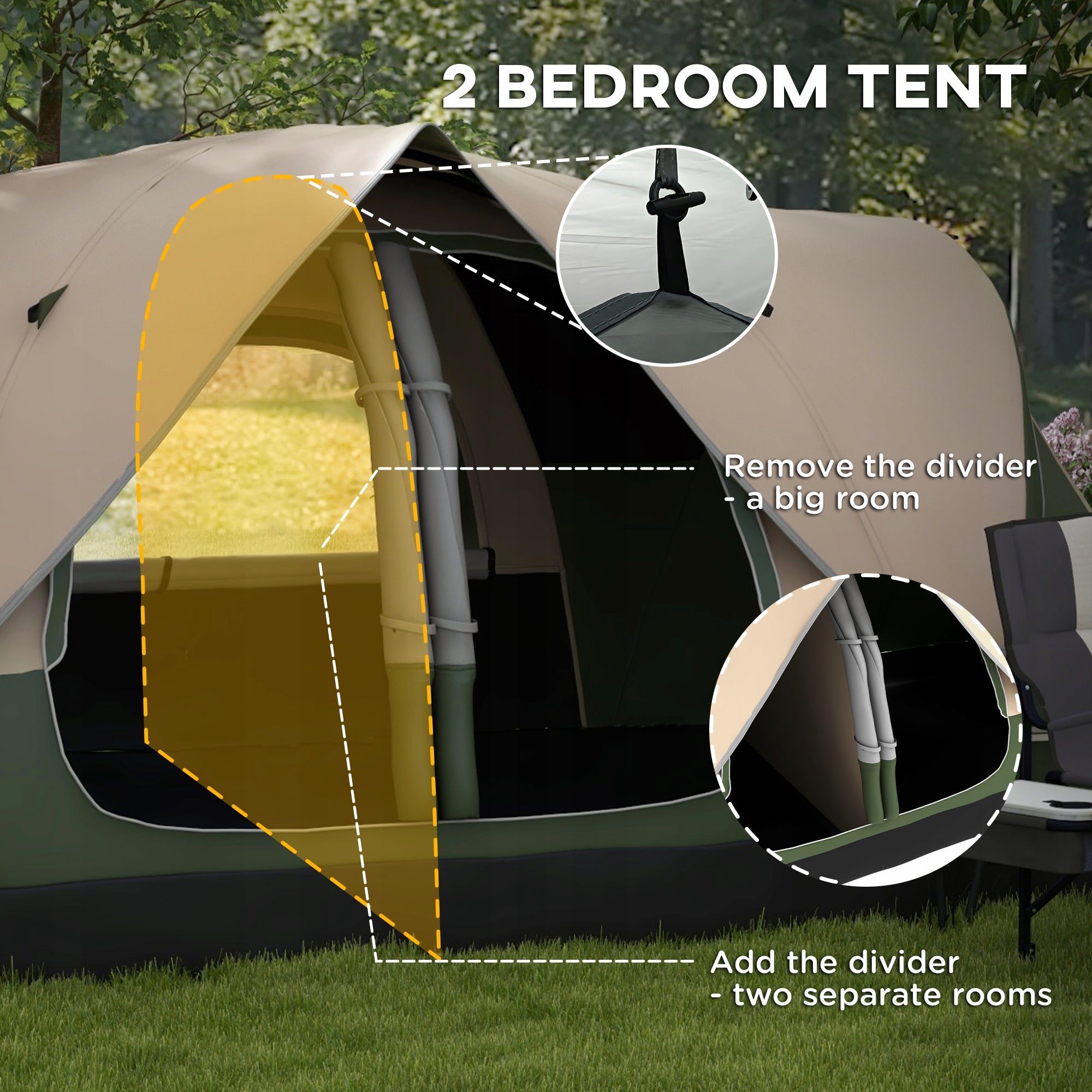 Outsunny Tunnel tent for 6-8 people, with hooks and mesh windows Model Namiot