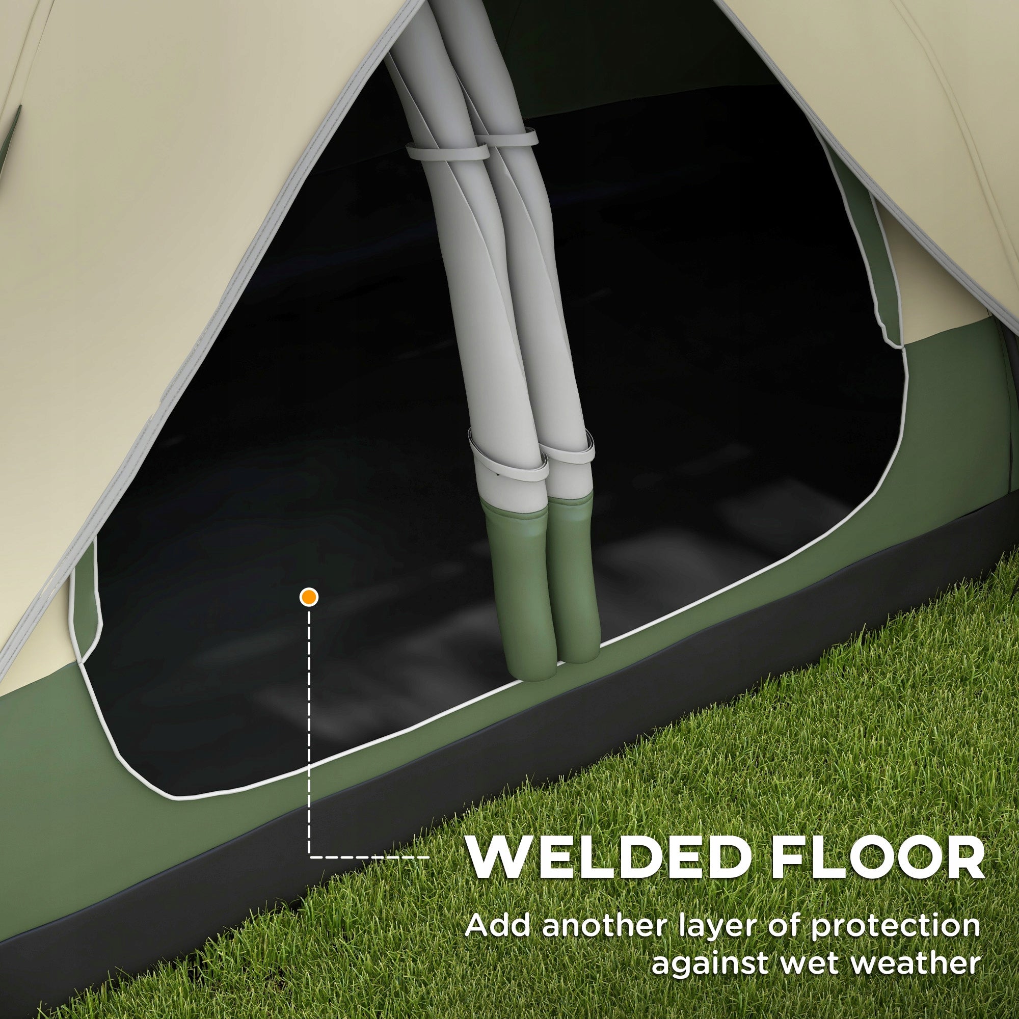 Outsunny Tunnel tent for 6-8 people, with hooks and mesh windows Type double layer (with flysheet)