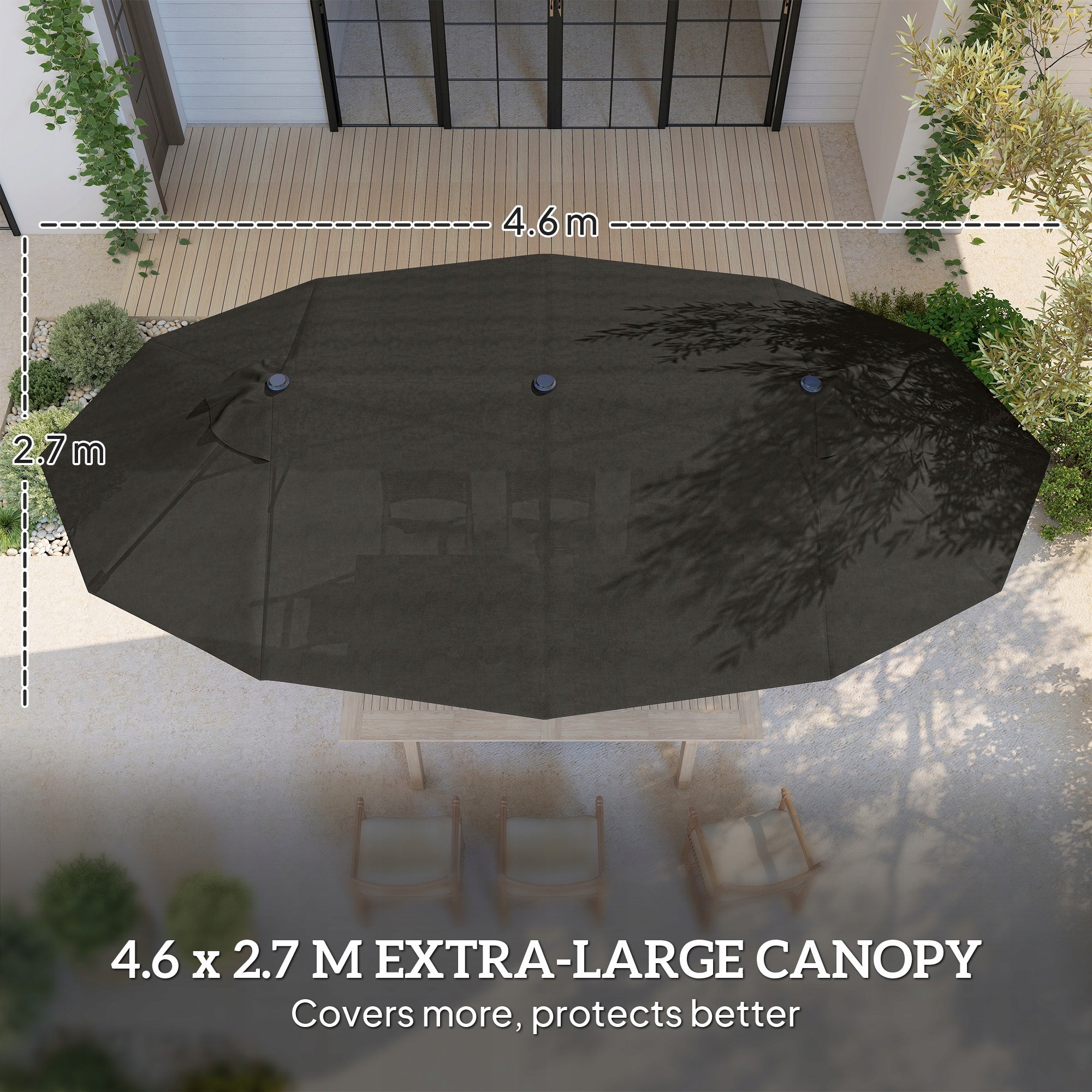 Outsunny Umbrella with stand and double umbrella 4,6 x 2,7 m dark grey Manufacturer Outsunny