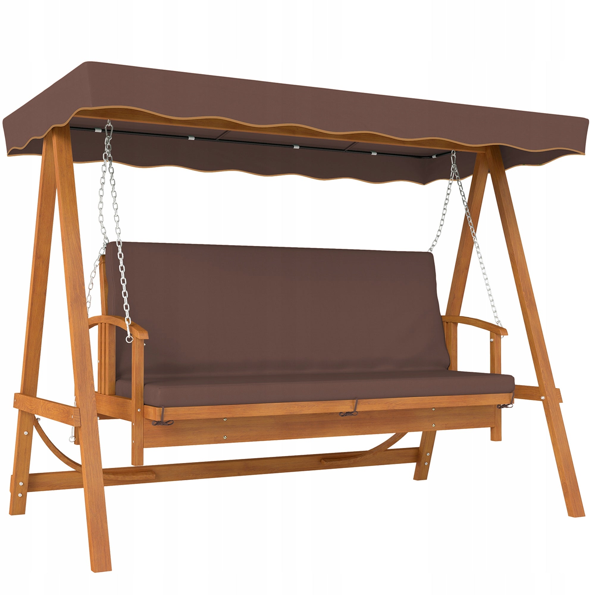 Outsunny Wooden garden swing with unfolding function for 3 people