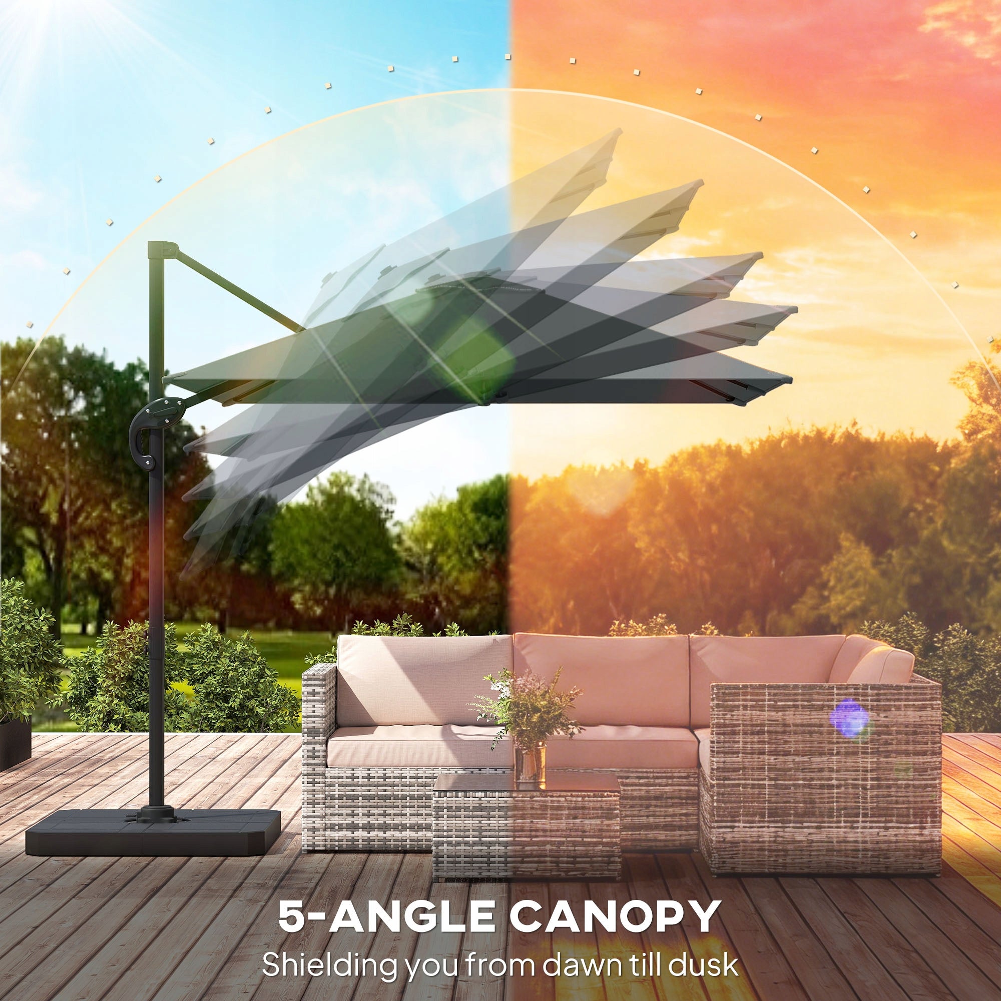 Outsunny aluminum garden umbrella Ø244cm with crank, stand, swivel Kind with boom