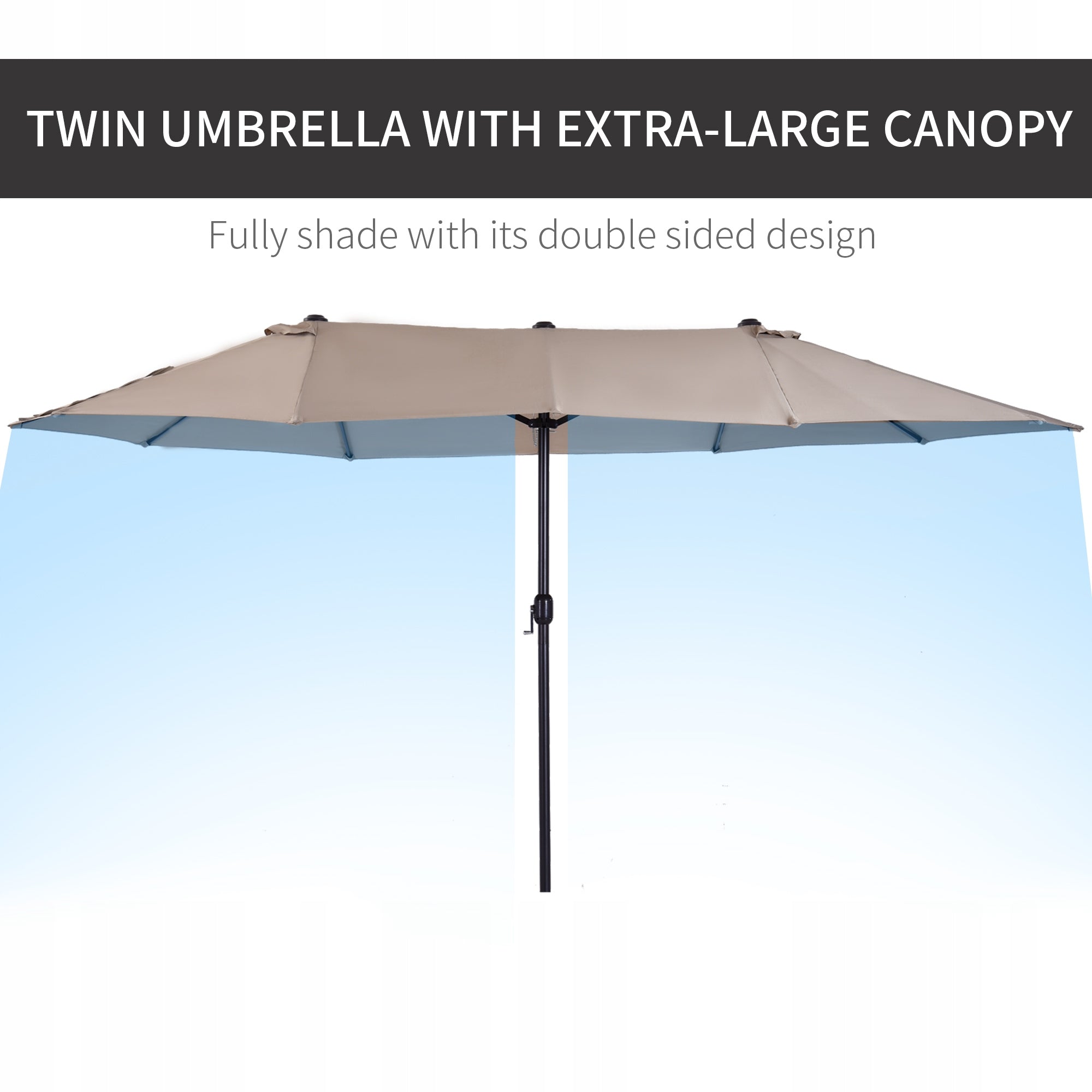 Outsunny garden umbrella with crank, light water, 460 x 270 x 240 cm Manufacturer Outsunny