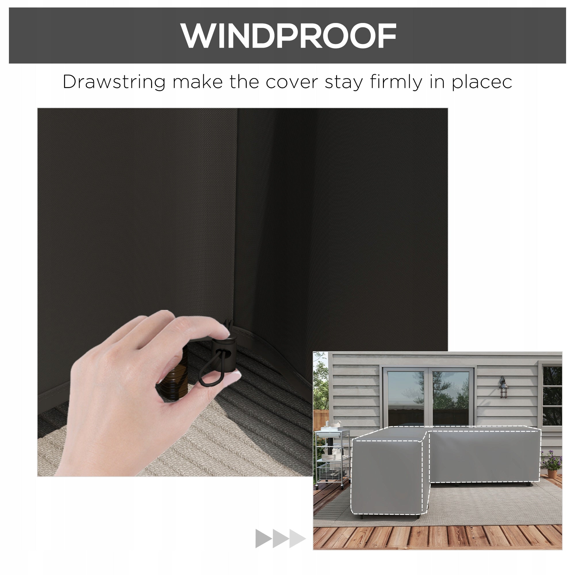 Outsunny outdoor furniture cover L-shaped waterproof, 250x250x79 cm Manufacturer code 84G-466V00BK