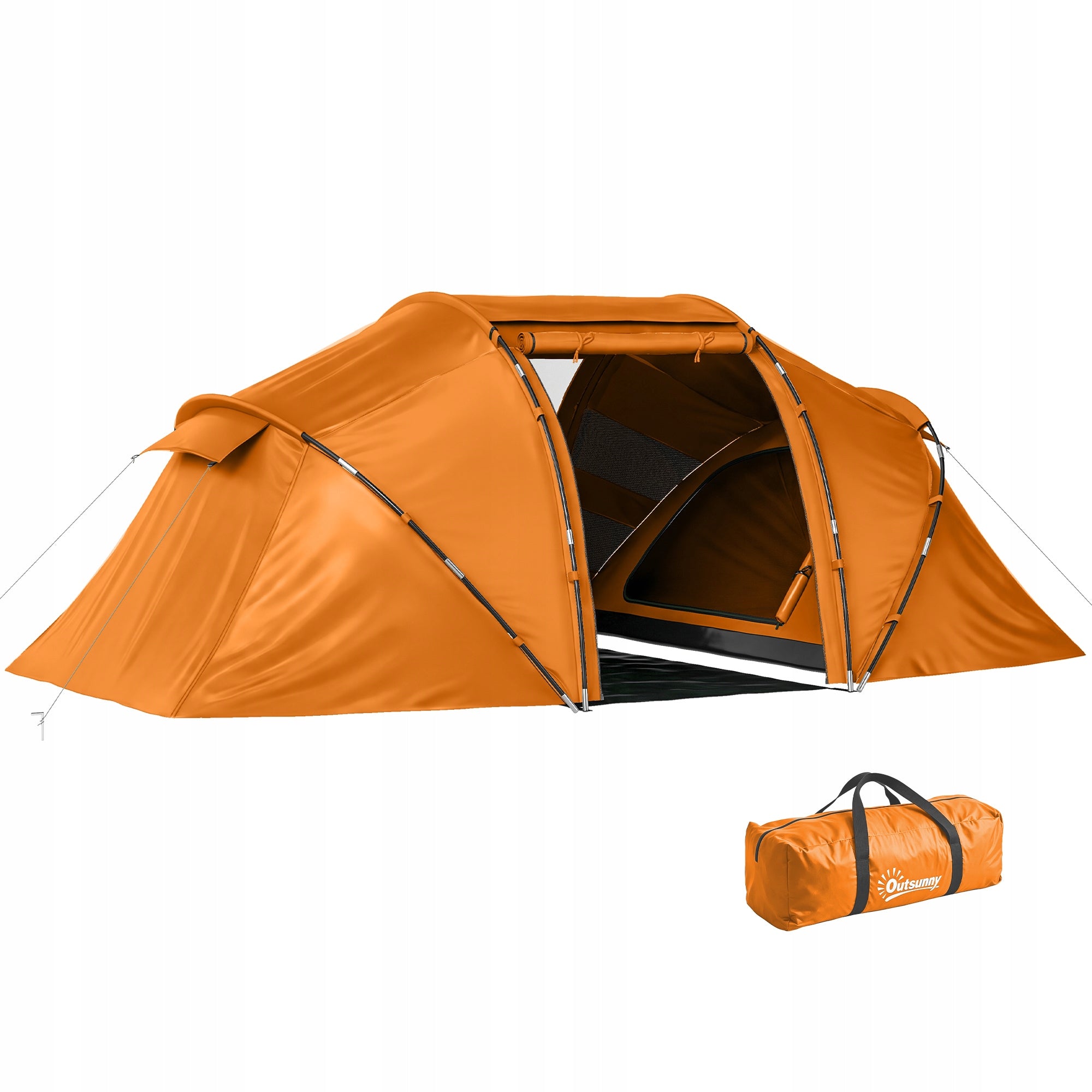 Outsunny tunnel tent for 4-6 people, camping, with doors and floor