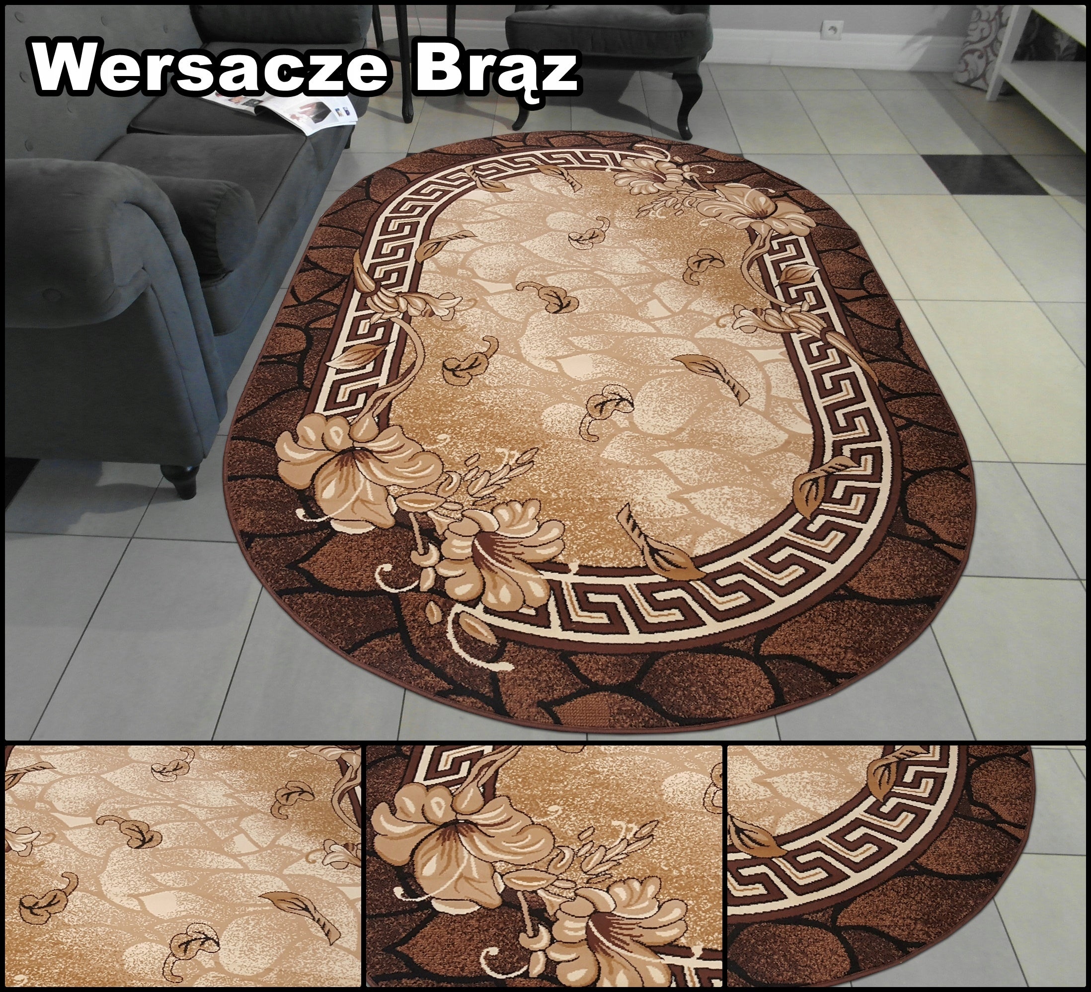 Oval Carpet 150x210 Real Room Alpha Shiraz Bcf BELGIUM -Mix patterns Kind with short hair