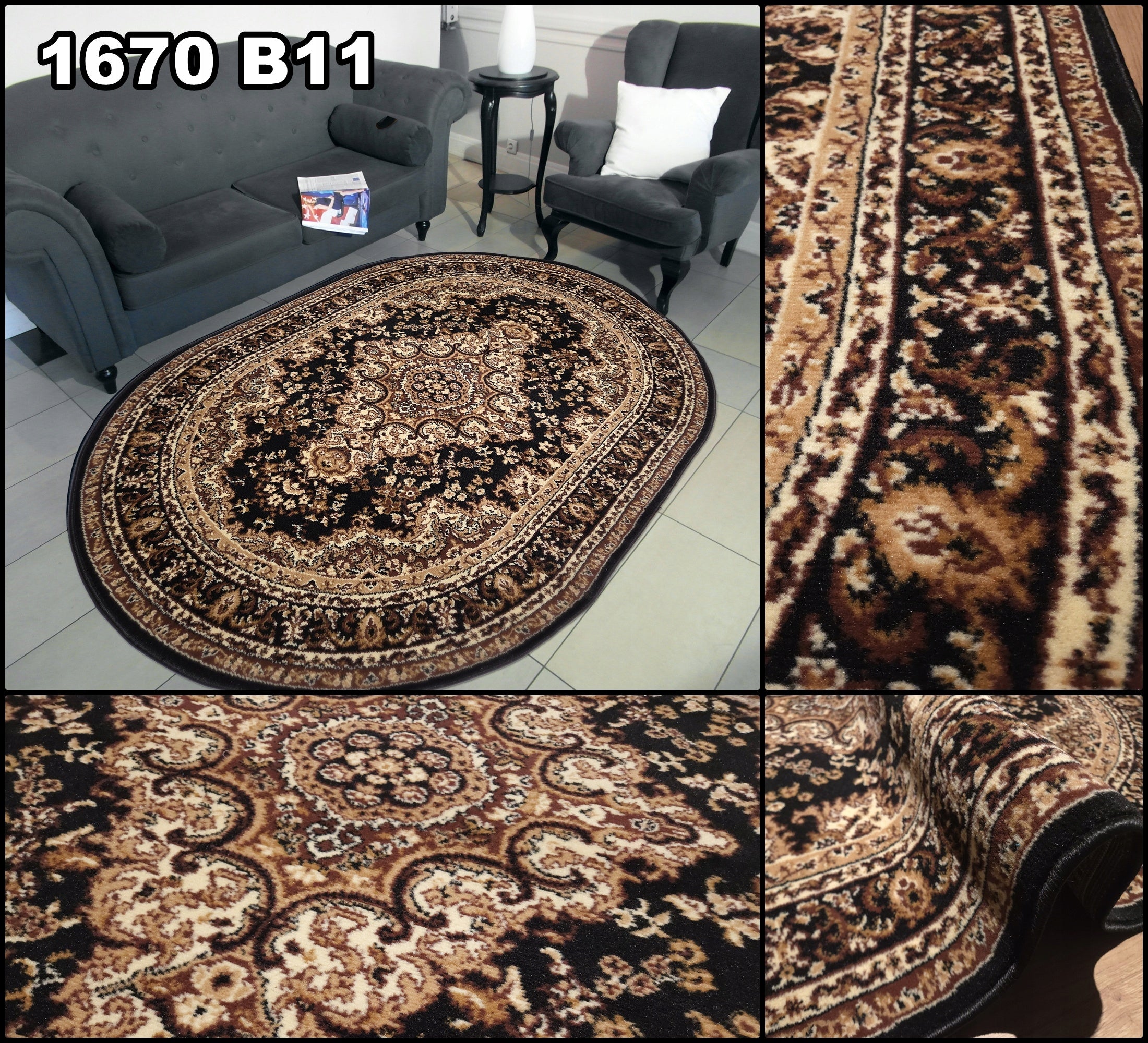Oval Carpet 150x210 Real Room Alpha Shiraz Bcf BELGIUM -Mix patterns Length 210 cm